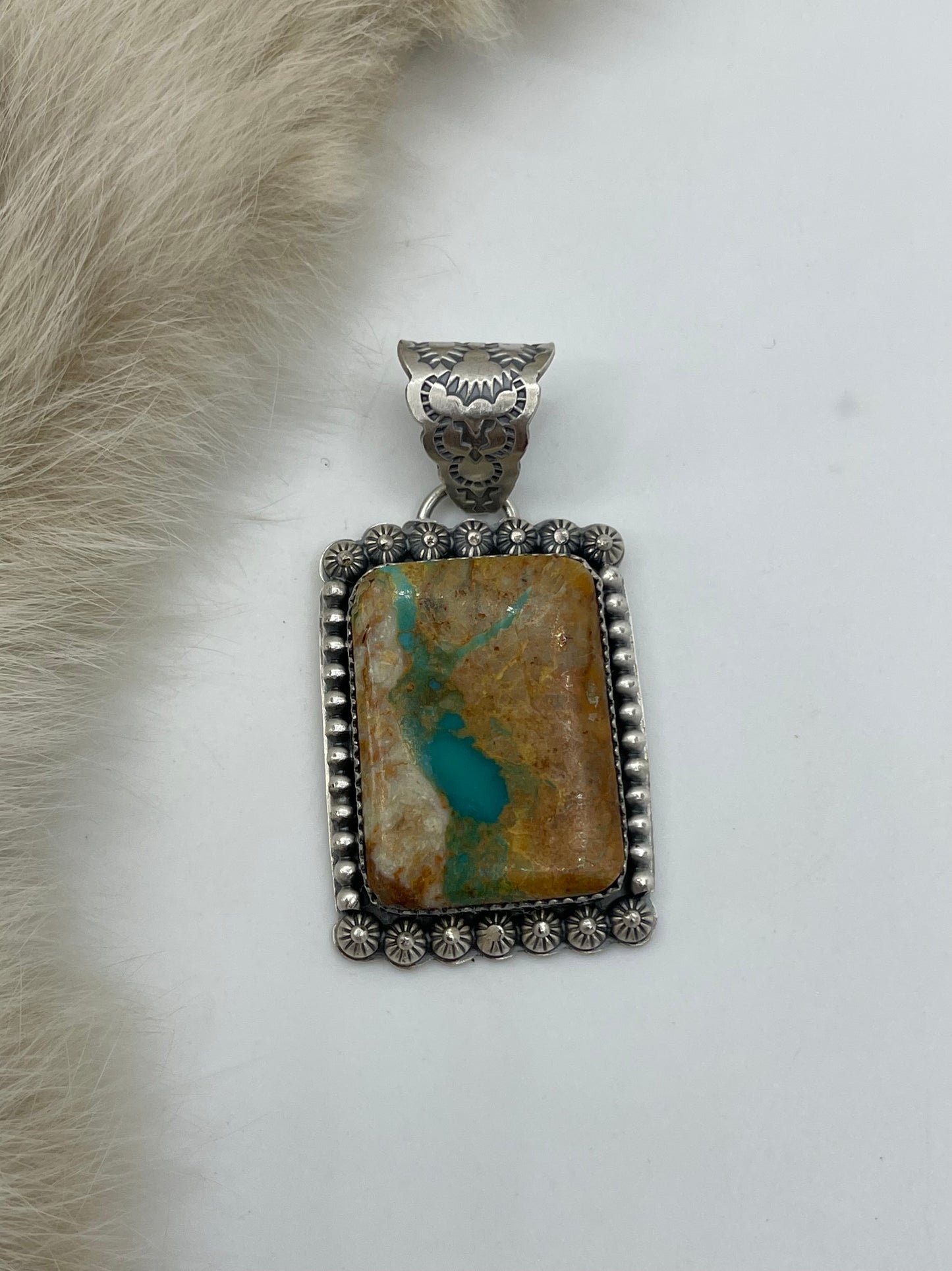 Boulder Ribbon Turquoise Pendant by Jeff Largo, Navajo