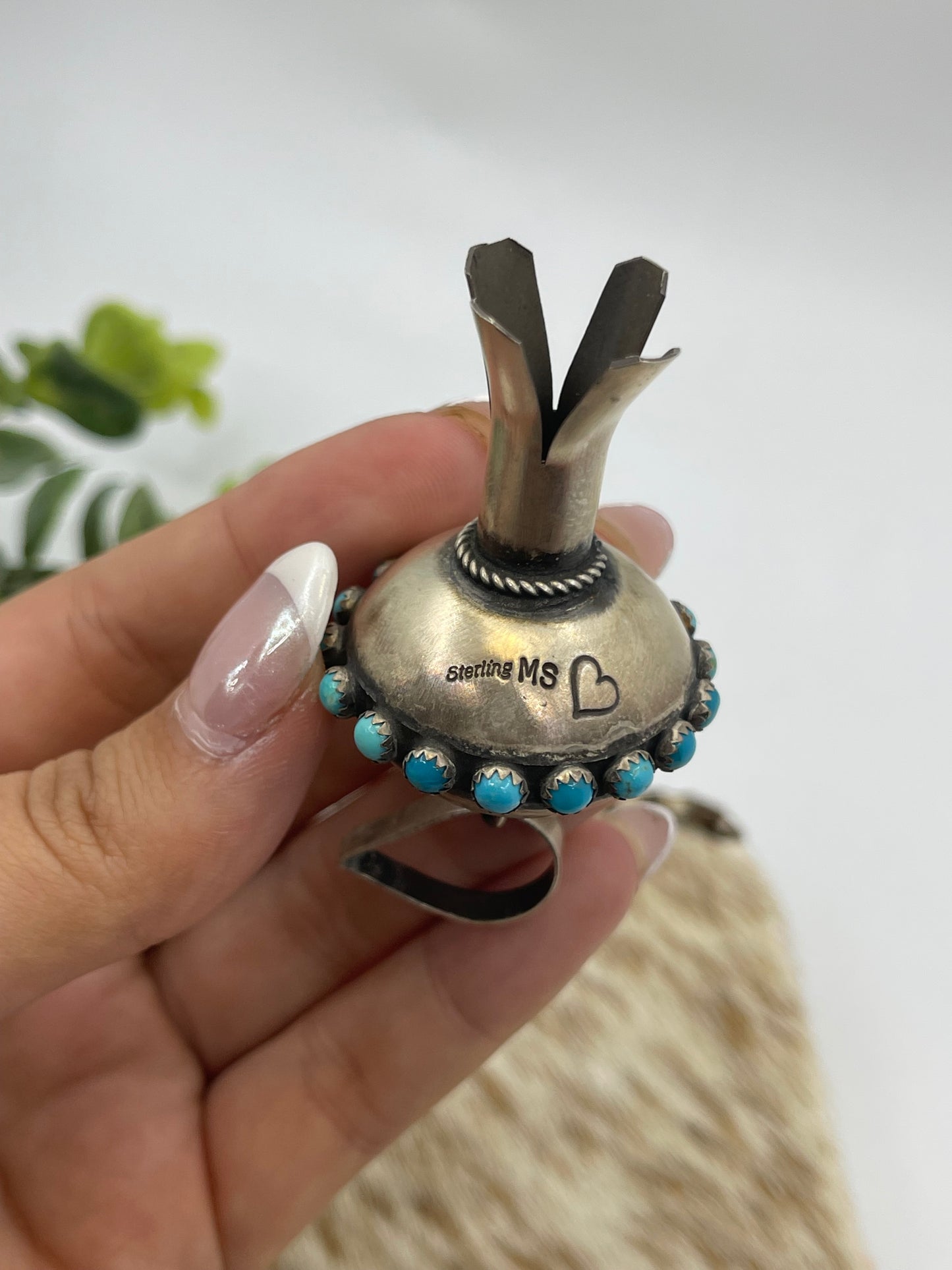 Blossom Pendant with Turquoise by Monica Smith, Navajo
