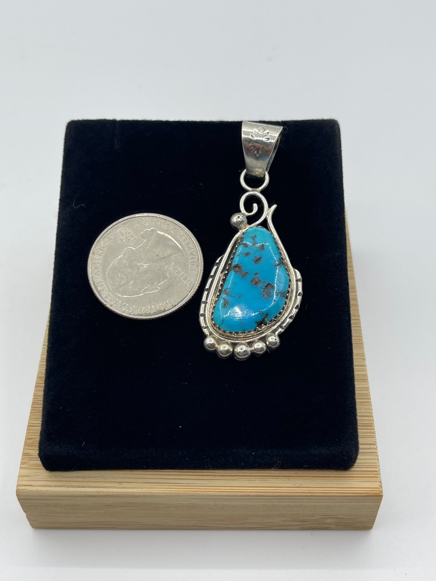 Sleeping Beauty Turquoise Pendant with a 6.7mm Bale by Charlie Bowie, Navajo