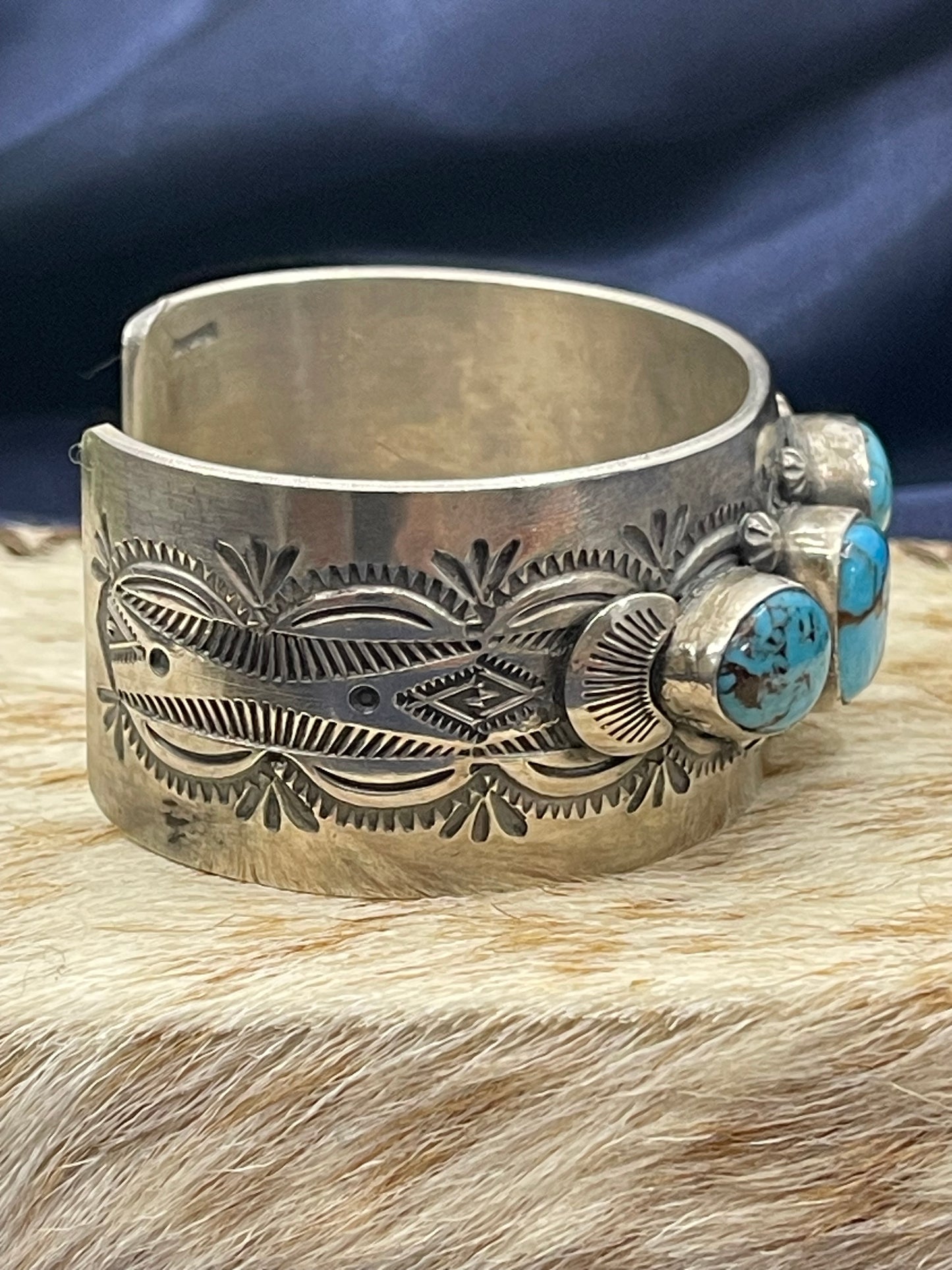 7" 6 Stone Egyptian Turquoise Cuff