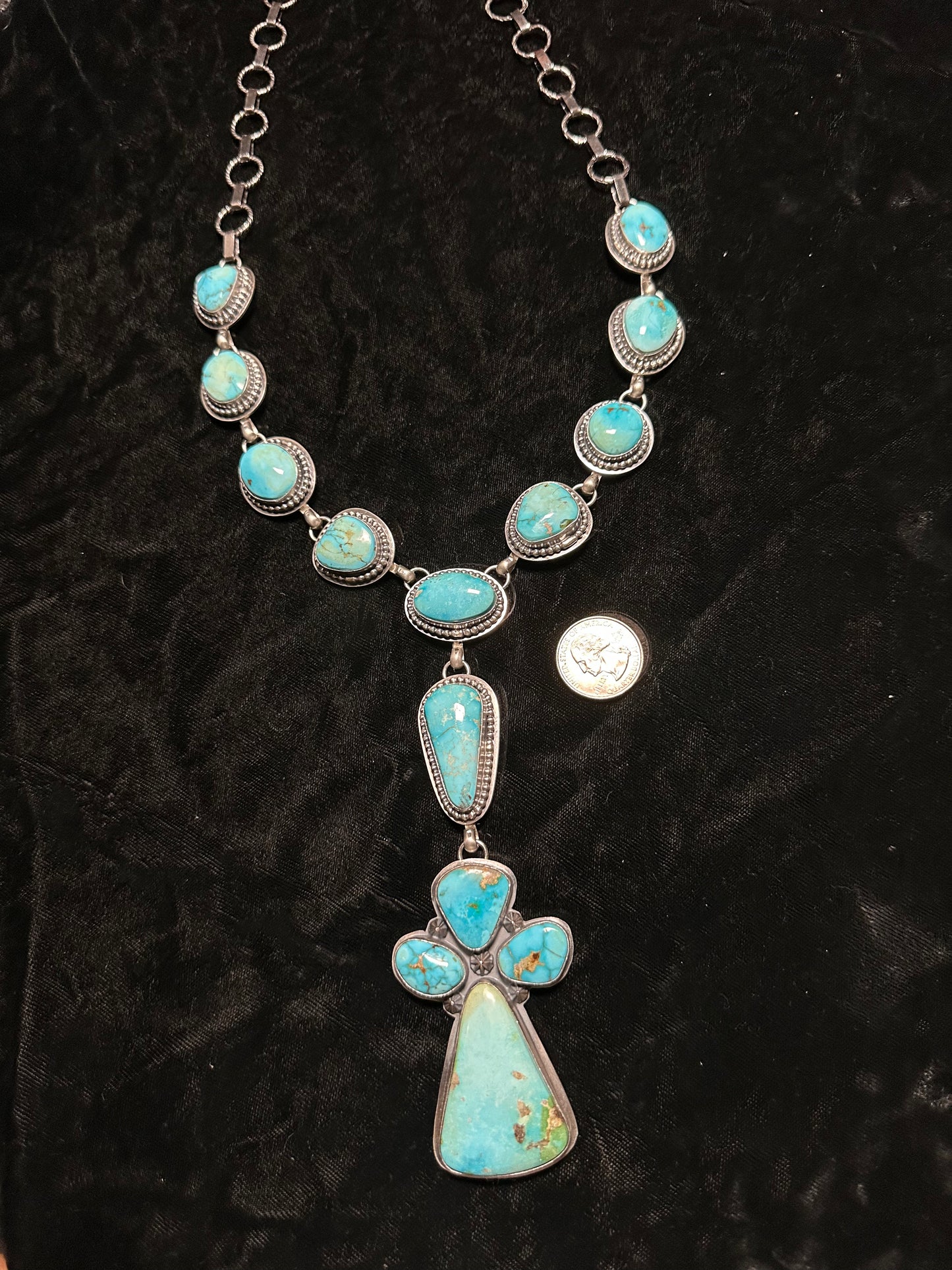 LOT 2 10/5 Sonoran Blue Turquoise Cross Lariat Necklace