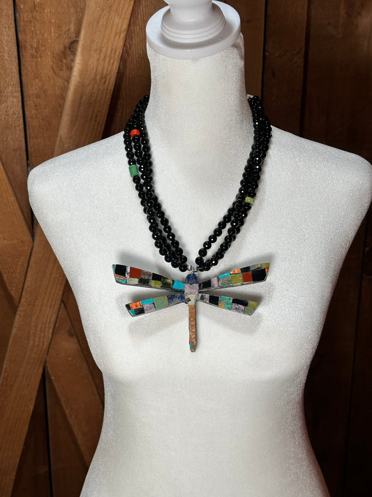 20” Reversible Dragonfly Necklace by Jolene Bird, Santo Domingo