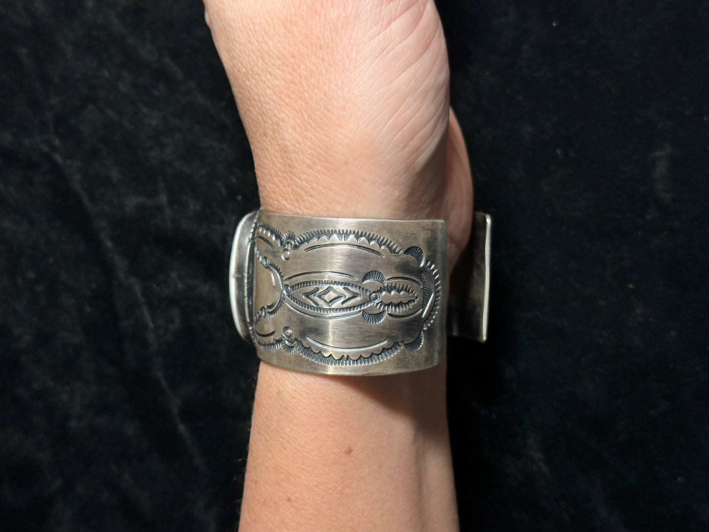 6.5”-7.75” White Buffalo Cuff by John Nelson, Navajo made