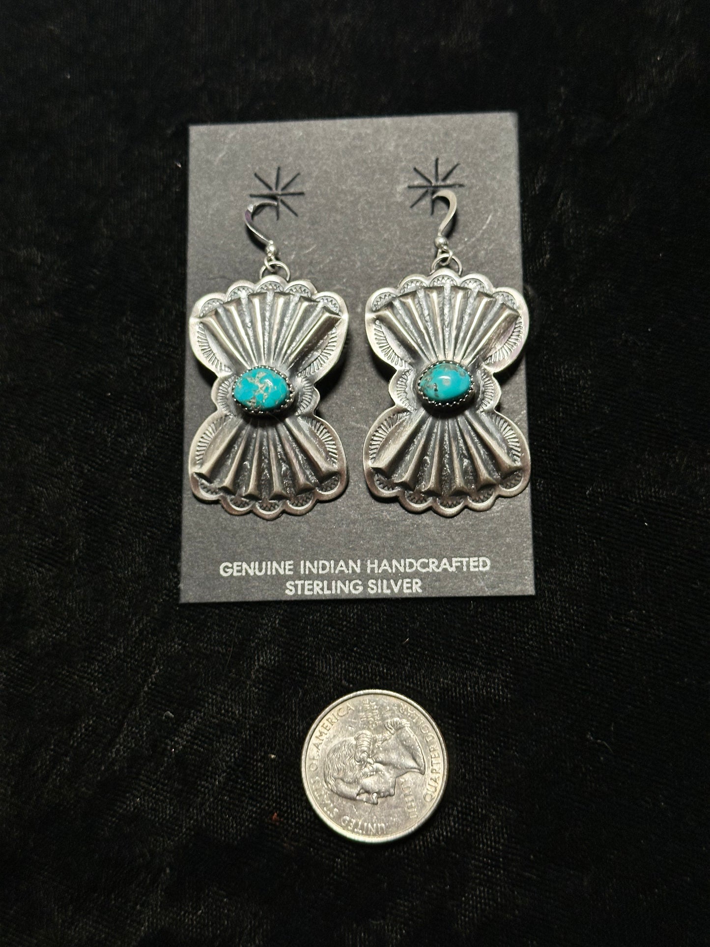 Lightweight Concho Dangle Earrings by Rita Daye, Navajo