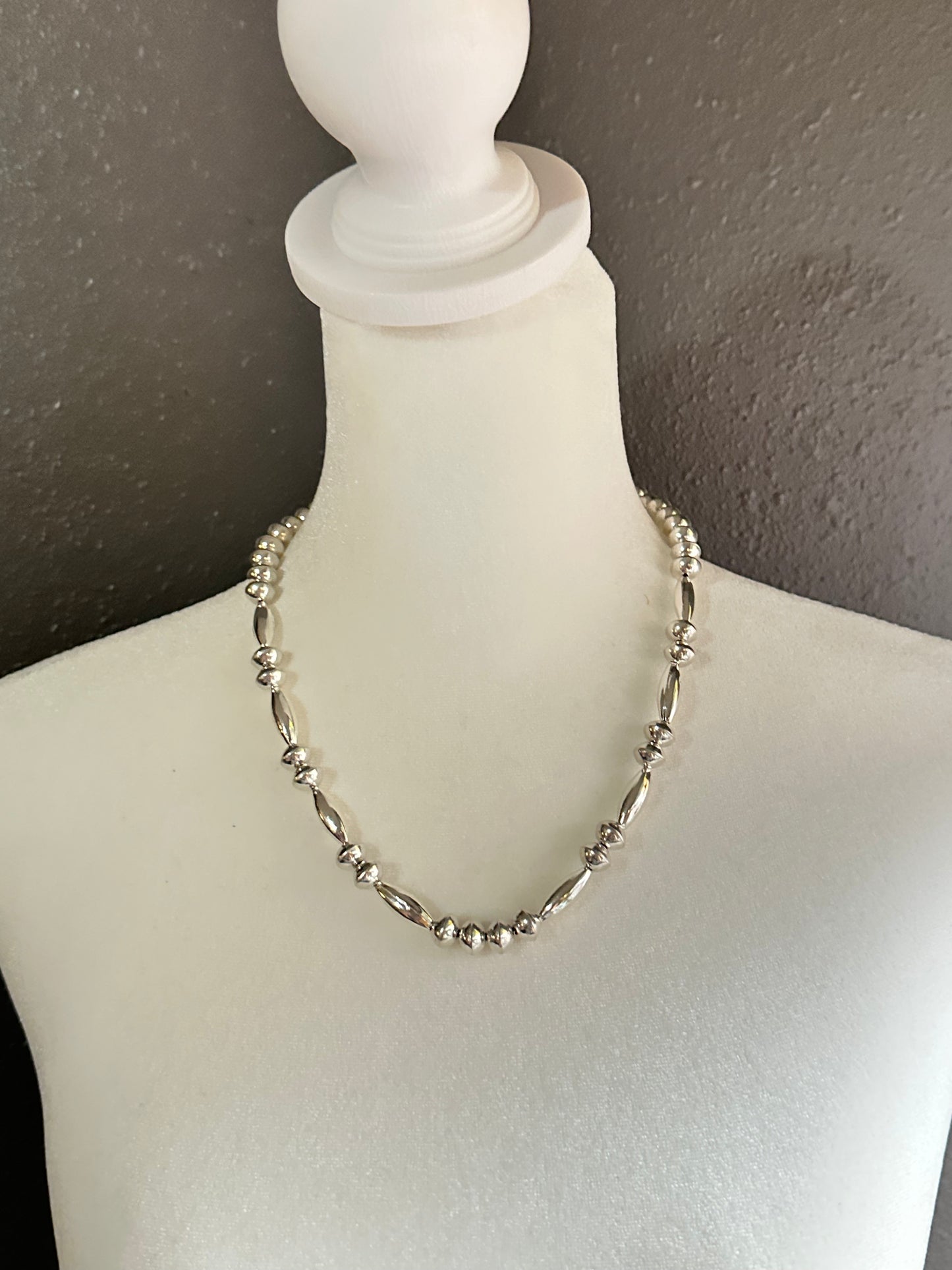 20" 9mm Disk Navajo Pearl Necklace By Preston Haley, Navajo
