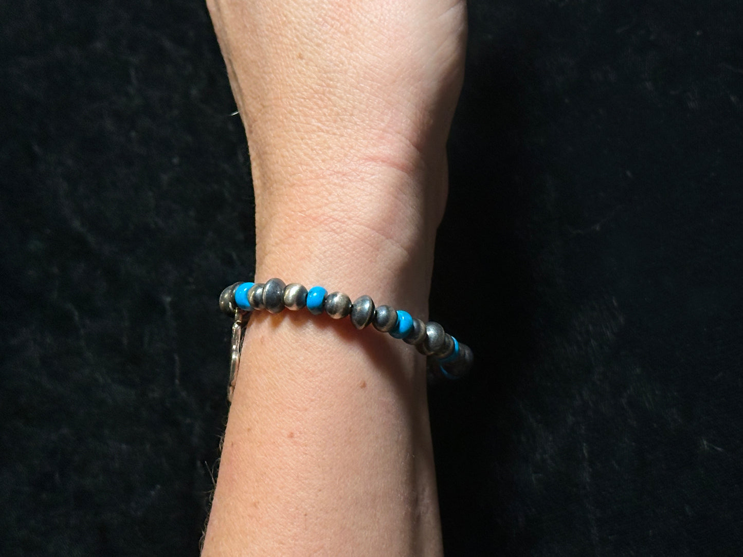 6 1/4” Bracelet with 6mm round Navajo Pearls and 8mm Disk Navajo Pearls