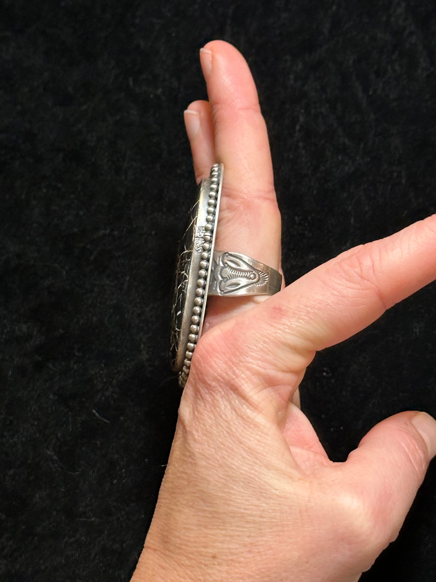 LOT 34 A 10/19 10.0 White Buffalo Ring by Gilbert Platero, Navajo