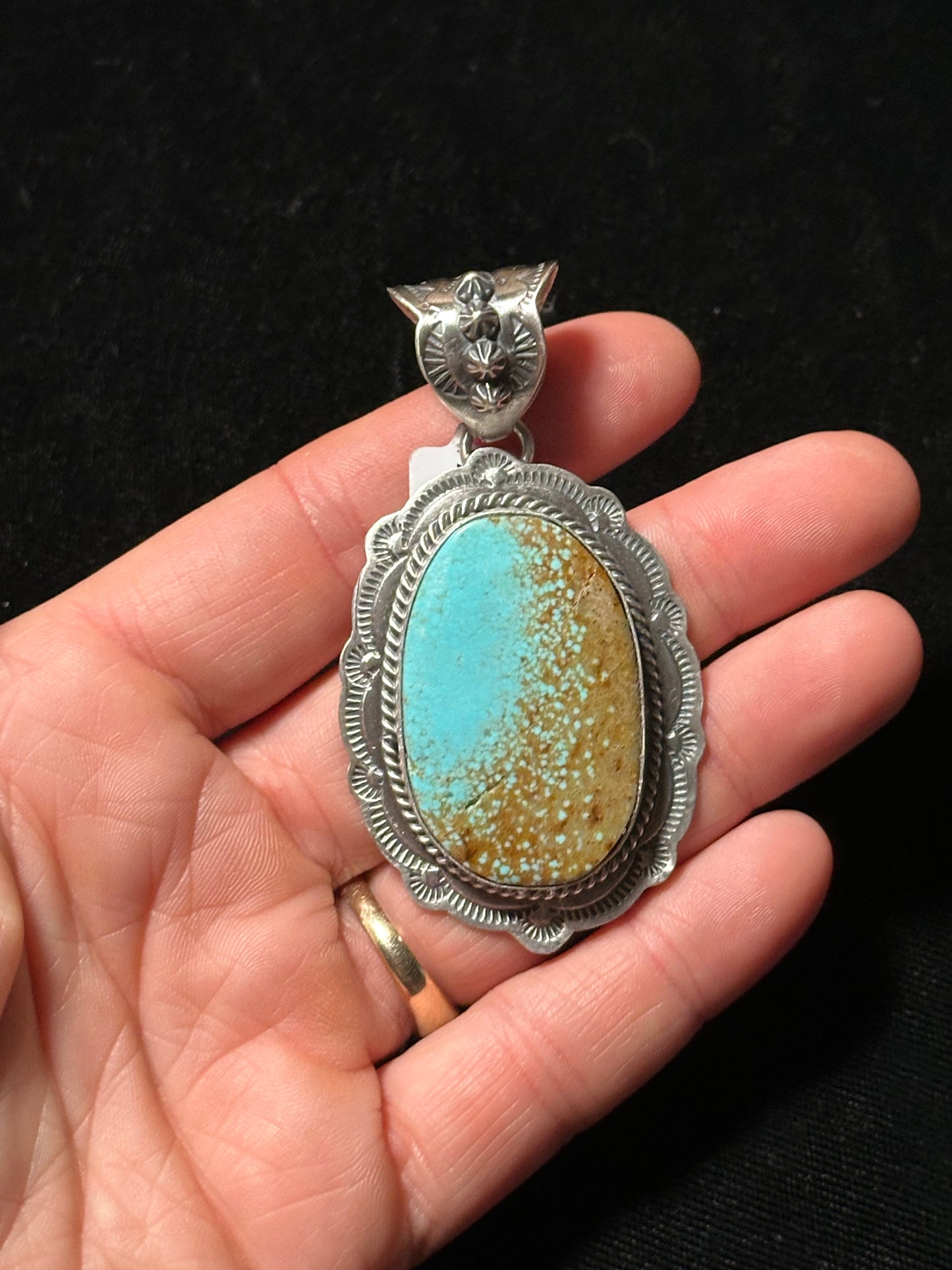 #8 Turquoise Pendant 11mm bale by J. Nelson, Navajo