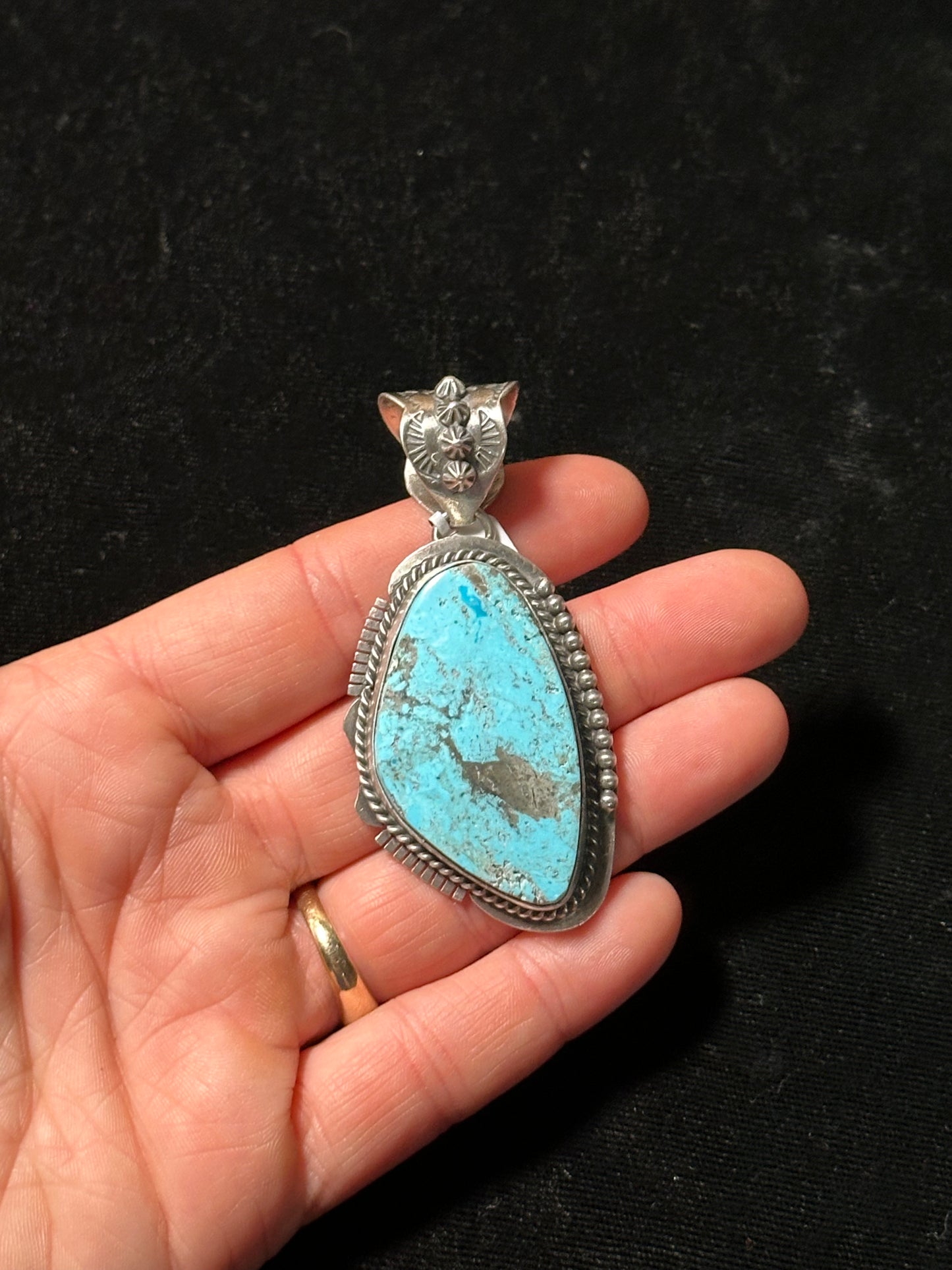 Kingman Turquoise Pendant with a 12mm Bale by J. Nelson, Navajo