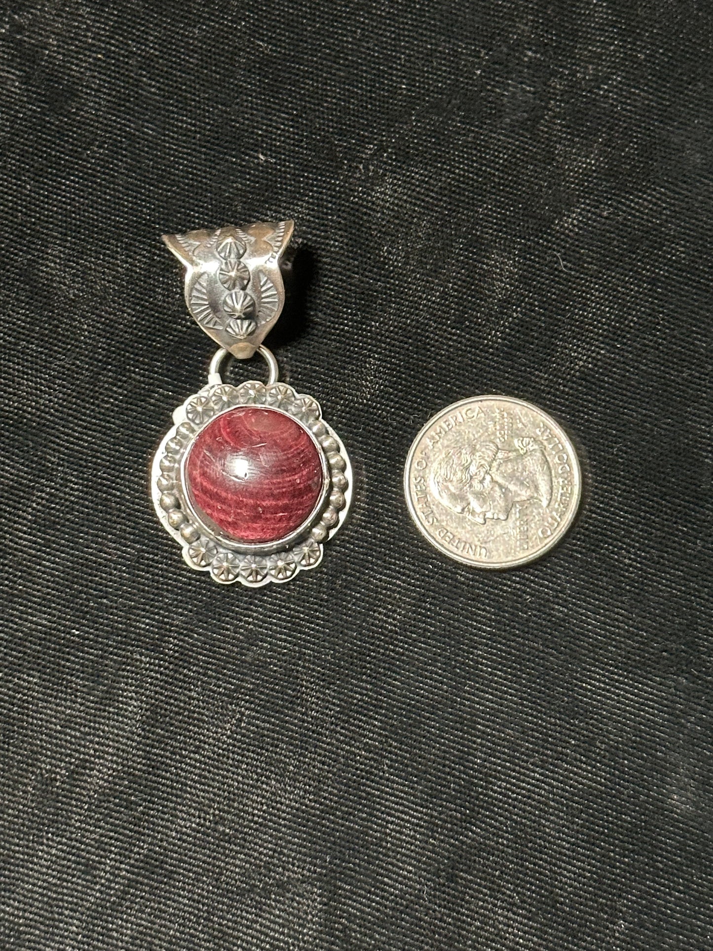Purple Spiny Oyster Pendant 11mm Bale by Calvin Delgarito, Navajo