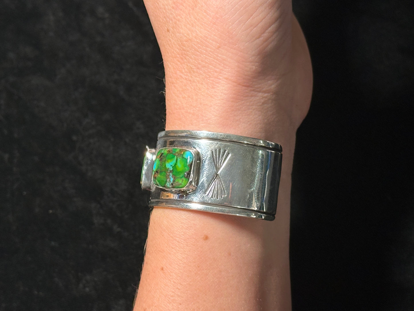 6.5" Sonoran Gold Turquoise Cuff Bracelet by Marie Jackson, Navajo