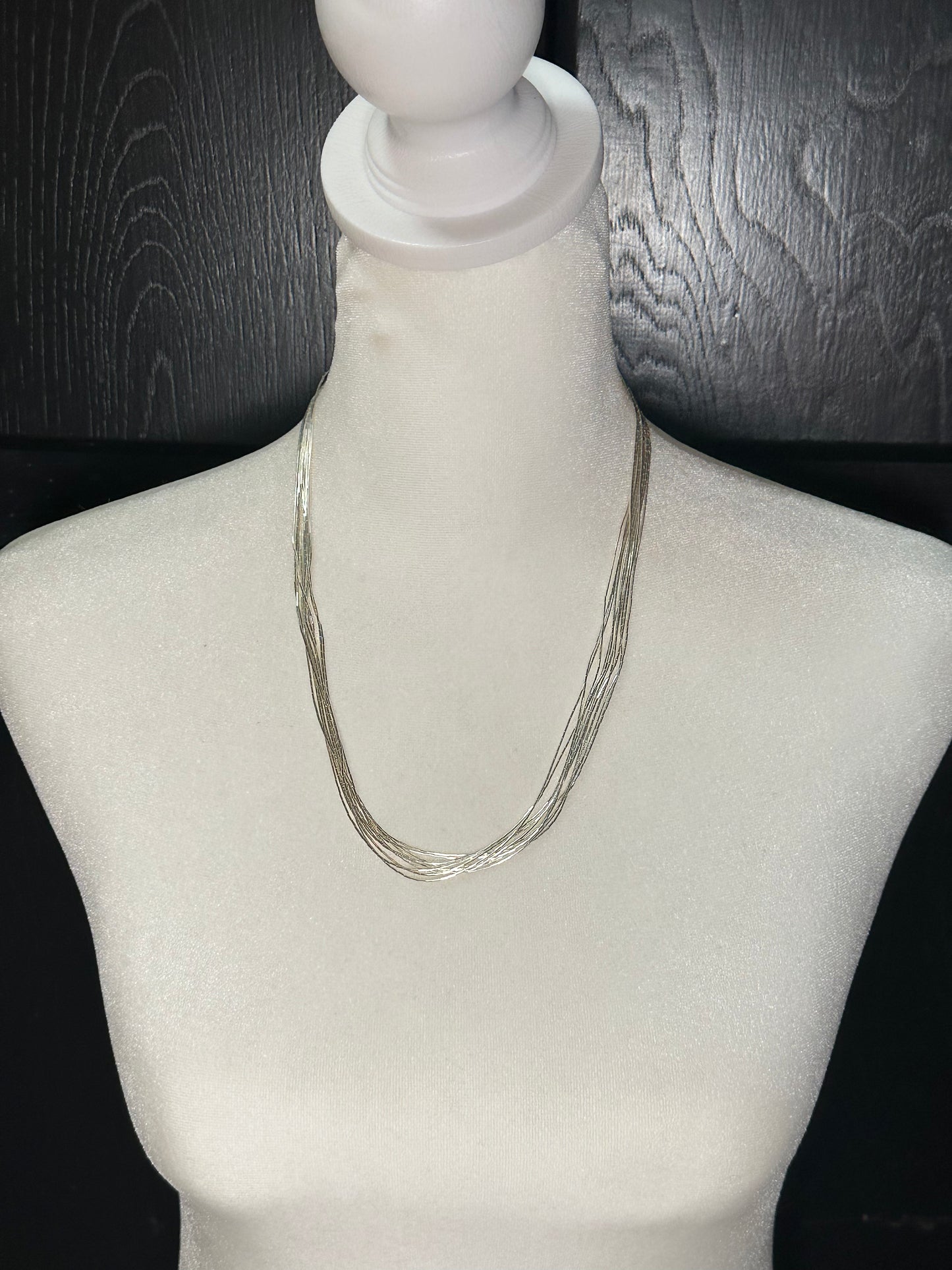 20” 10 Strand Liquid Silver Necklace
