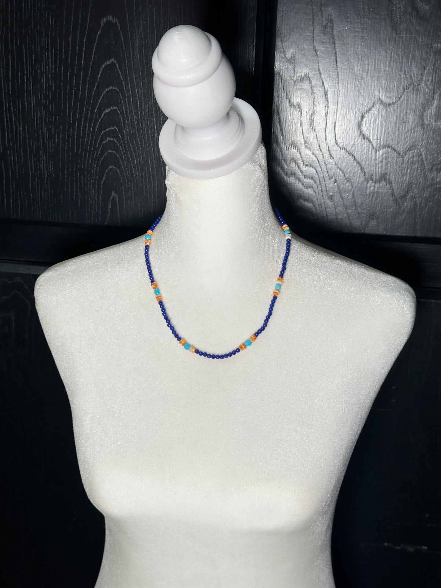 18" Necklace with Lapis, Spiny Oyster, and Sleeping Beauty