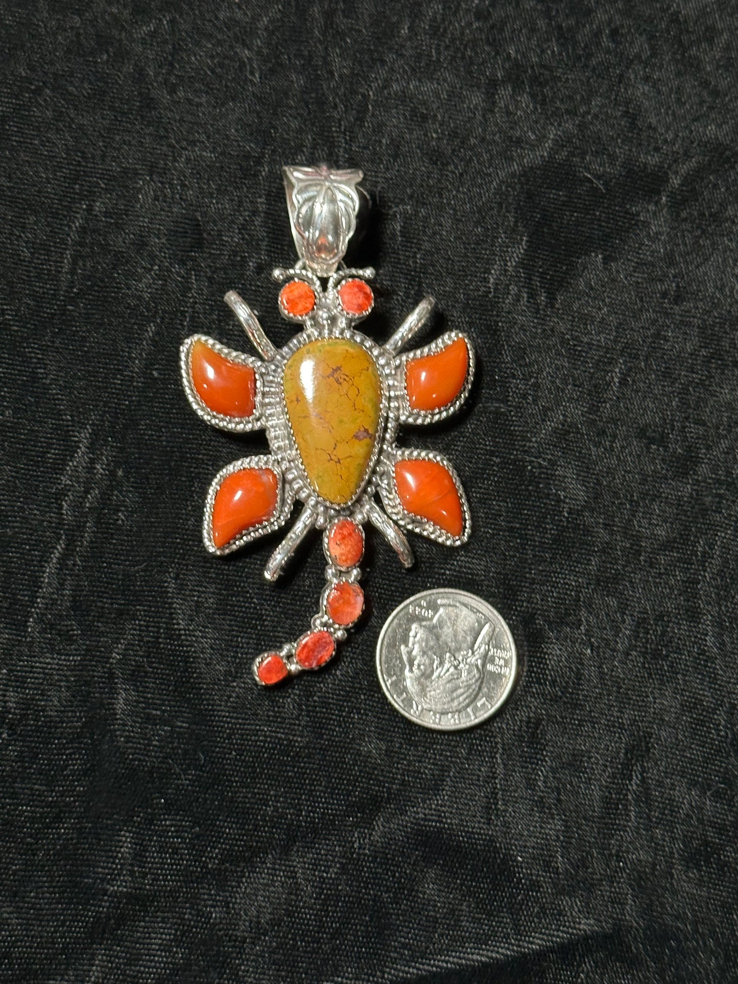 Coral Pendant with 13mm Bale by L. James, Navajo