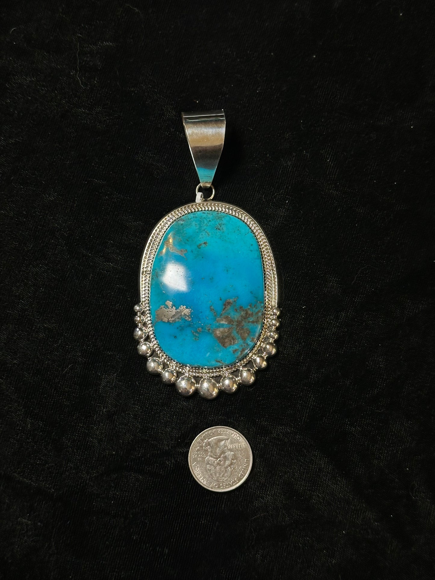Kingman Turquoise Pendant by Leslie Nez, Navajo