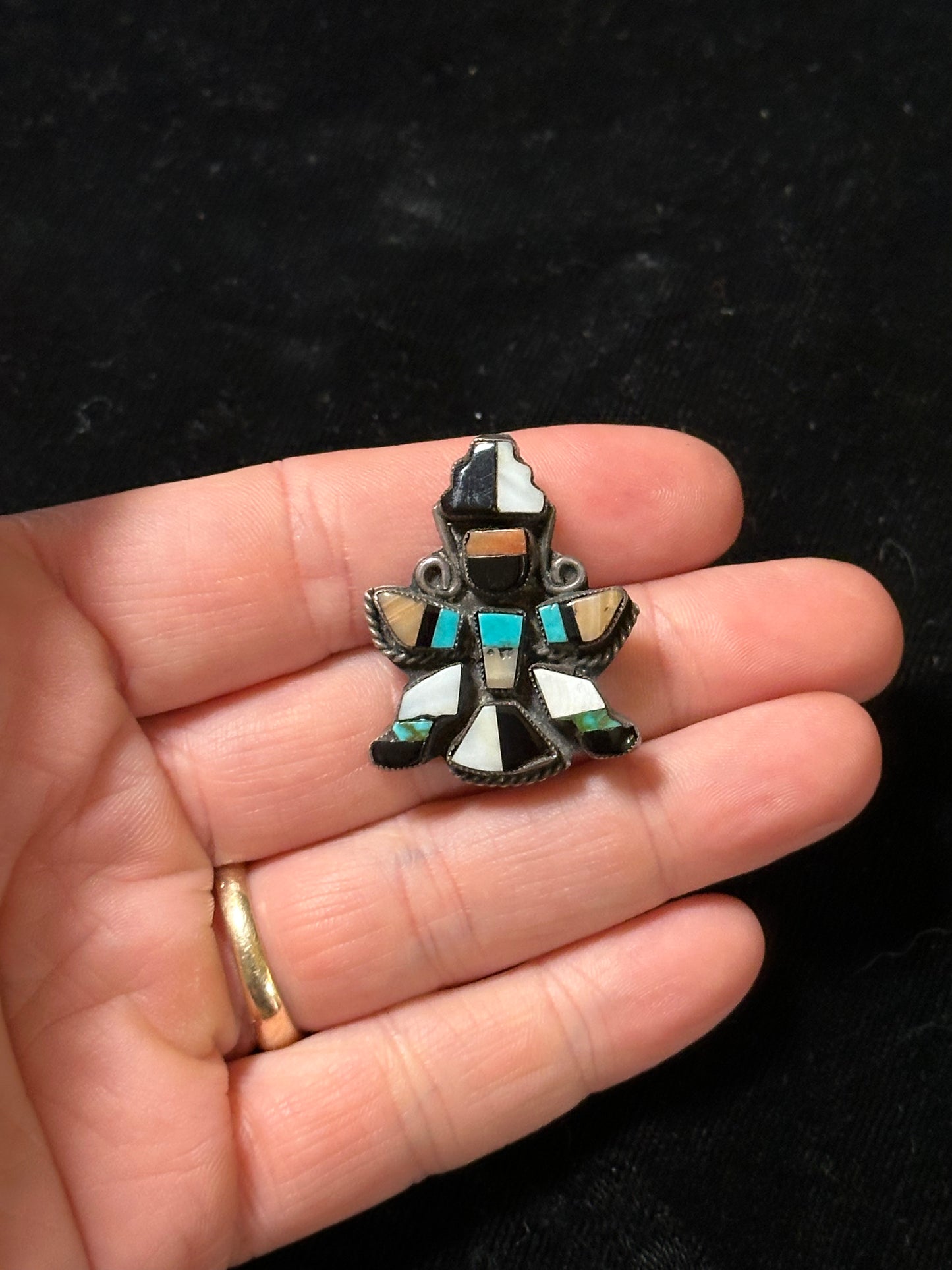 Vintage Zuni Inlay Thunderbird Pin