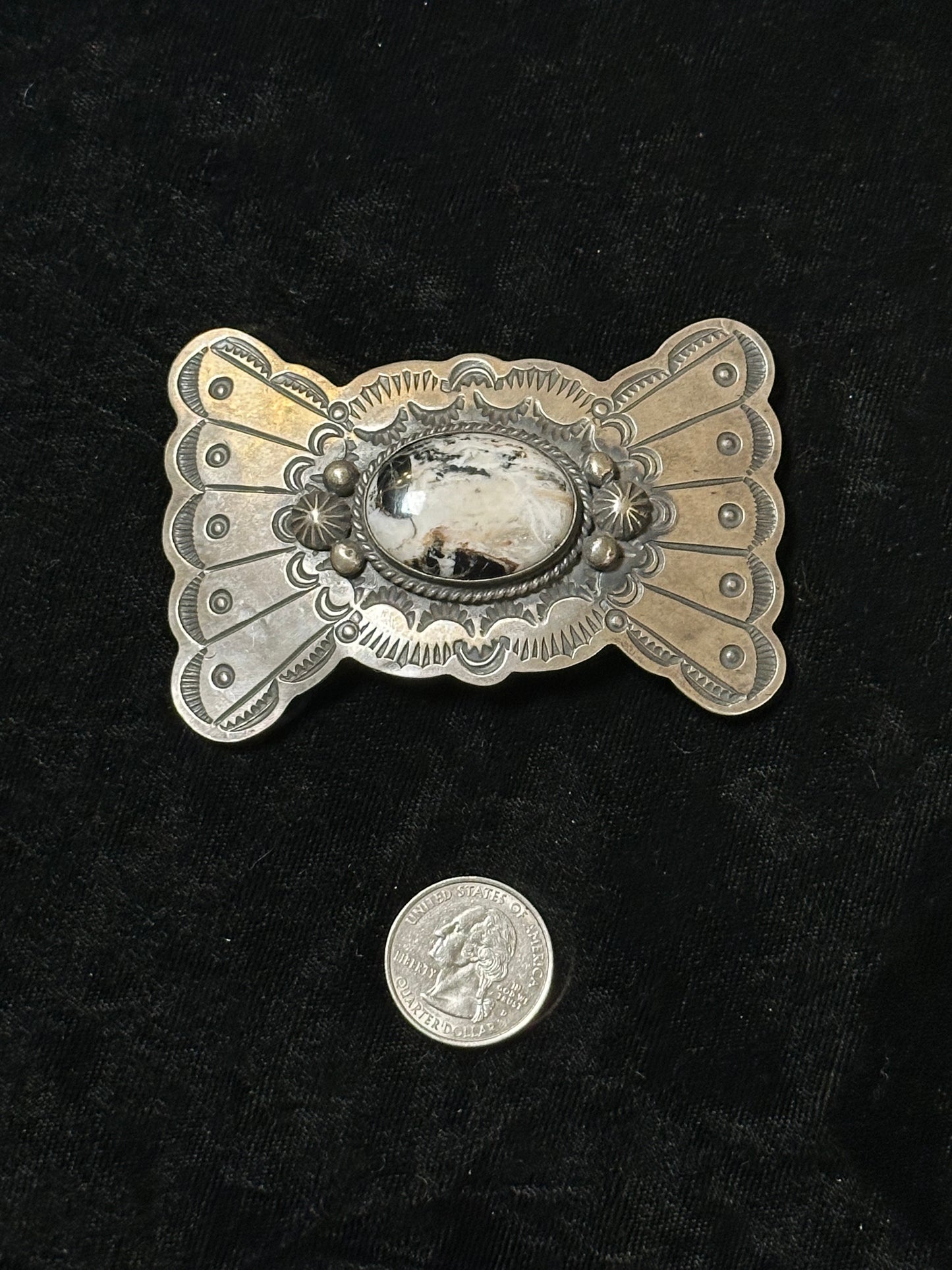 Belt Buckle with White Buffalo by Chimney Butte, Navajo