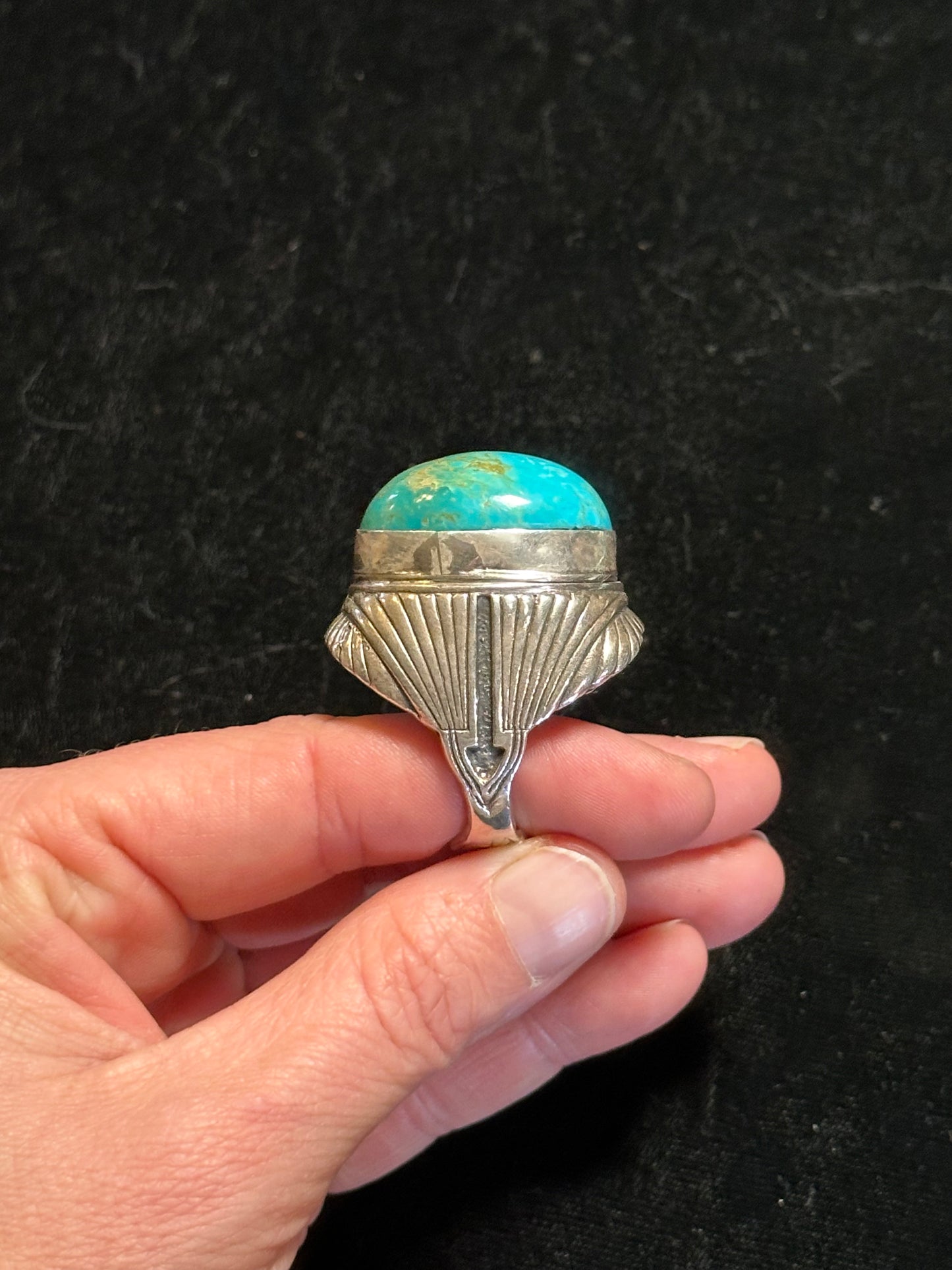 10.5 Royston Turquoise and Heavy Sterling Silver Ring