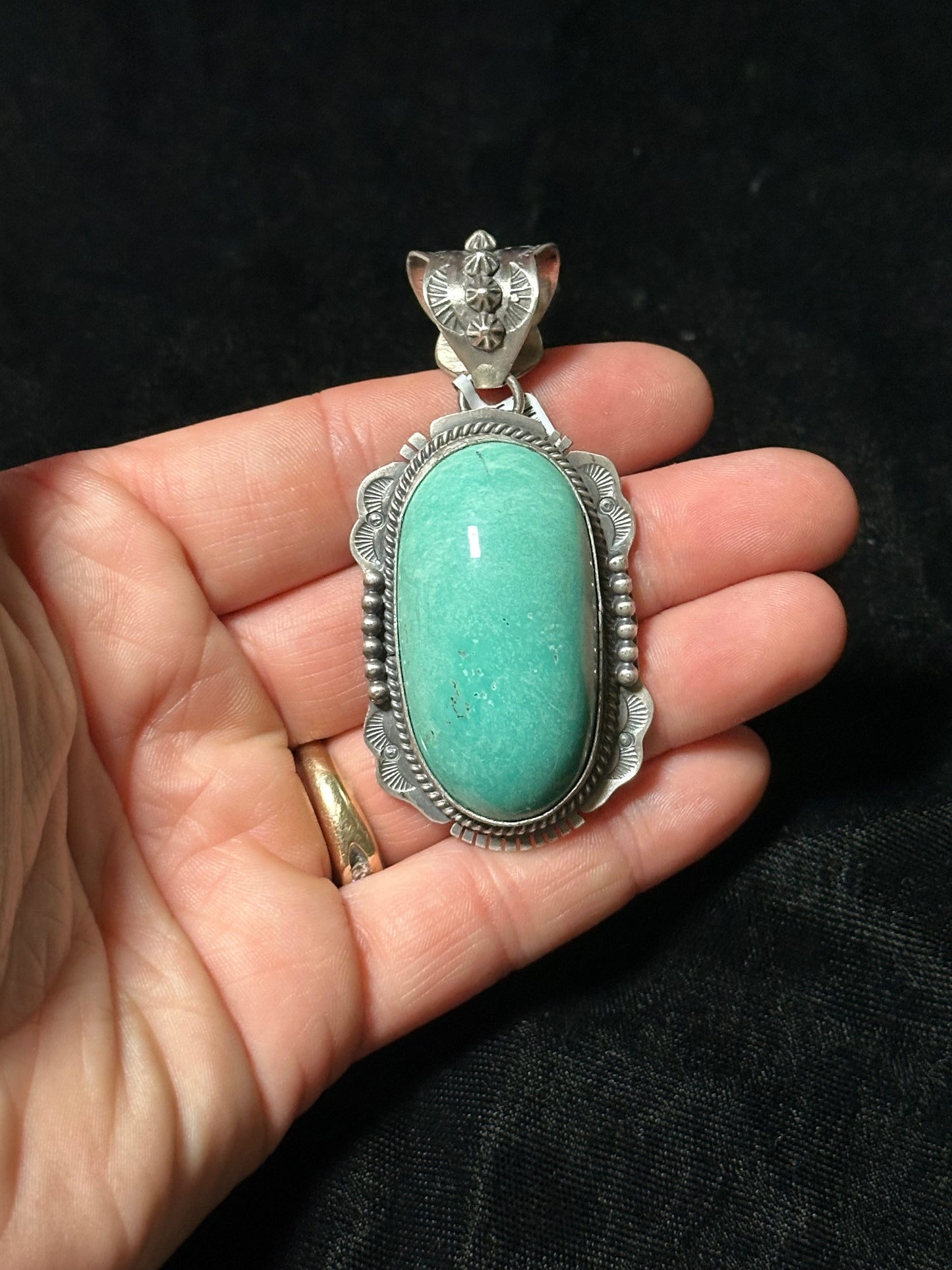 Emerald Valley Turquoise Pendant with a 11mm Bale by John Nelson, Navajo