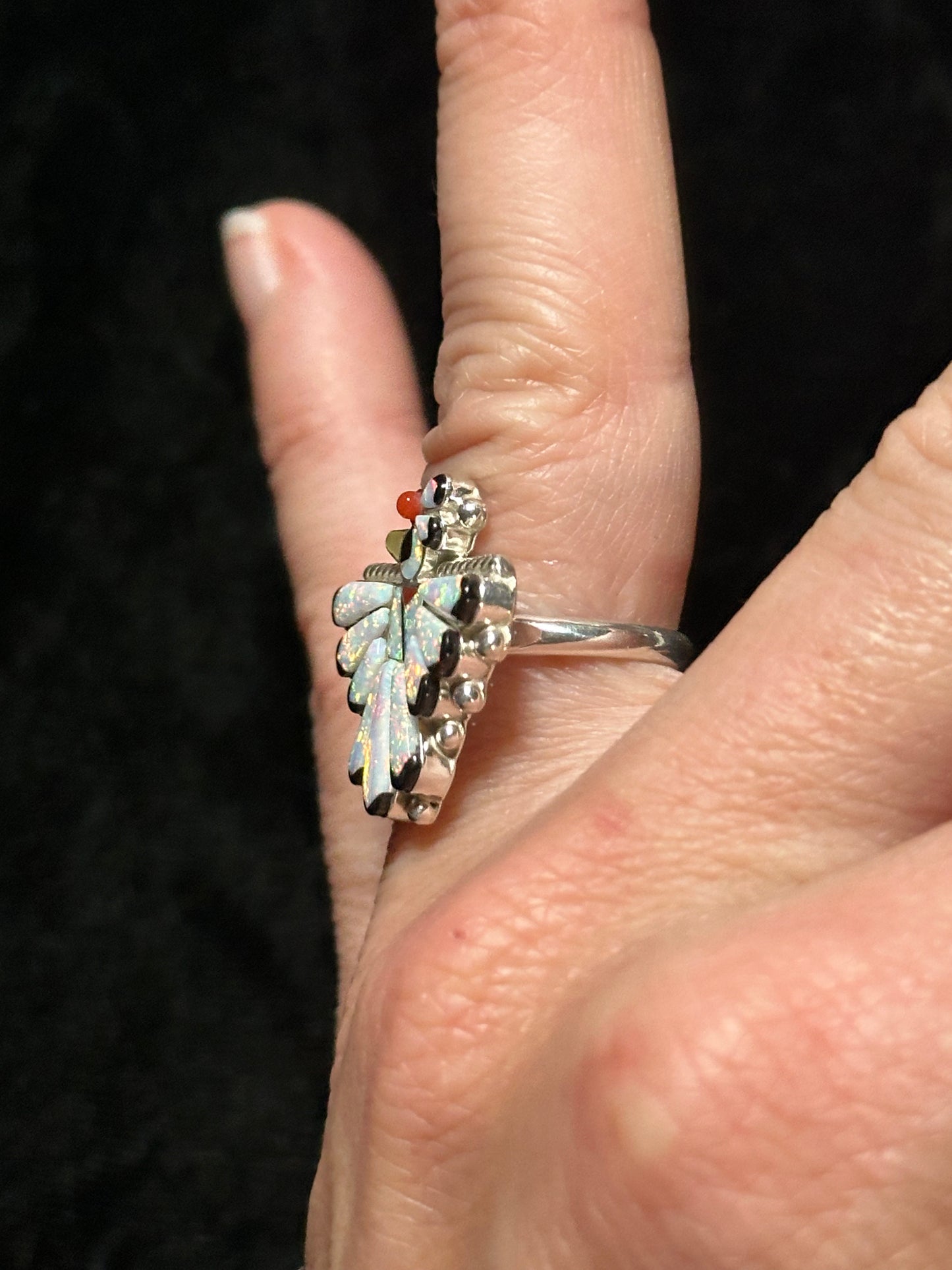 6.5 Opal Inlay Bird Ring by Michelle Peina, Zuni