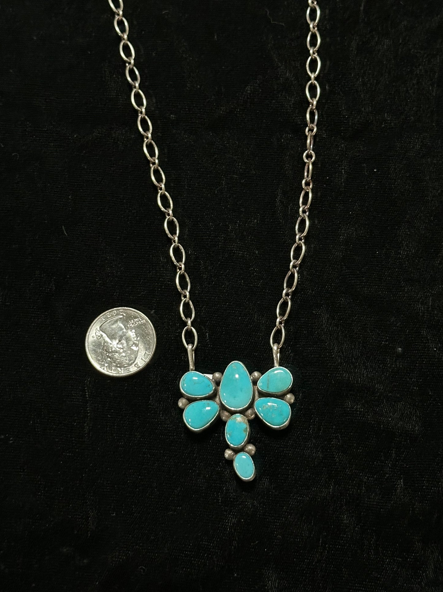 19" Blue Ridge Turquoise Dragonfly Necklace by Dave Skeets, Navajo