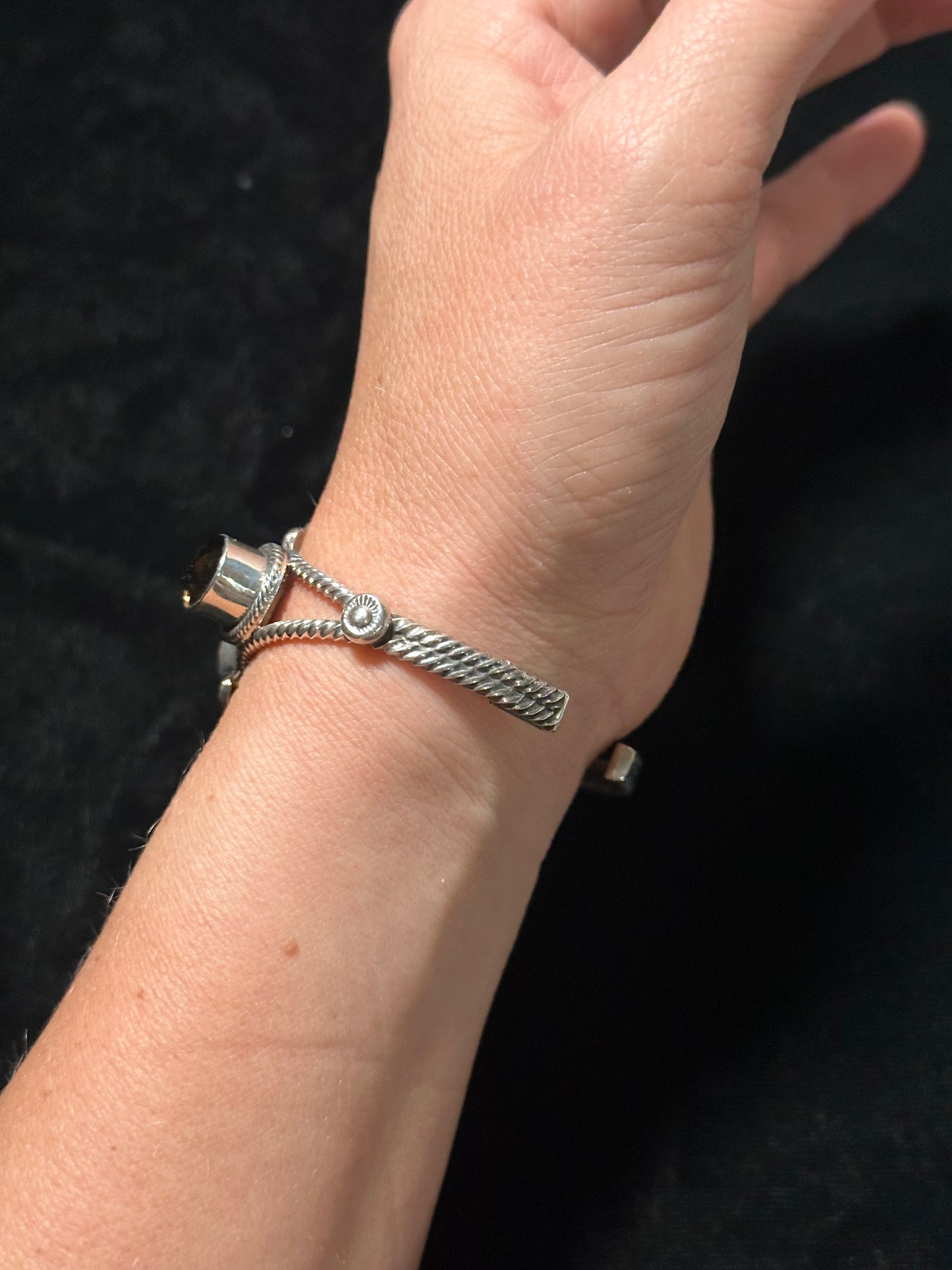 6"-7" Chocolate Quartz Cuff Bracelet by Mike Smith, Navajo