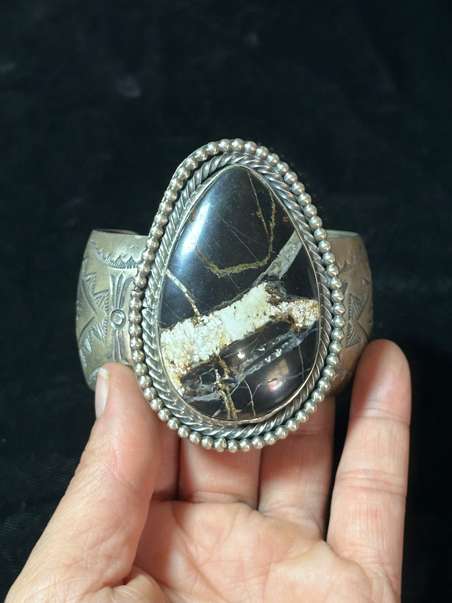 6"-7" White Buffalo Cuff by Boyd Ashley, Navajo