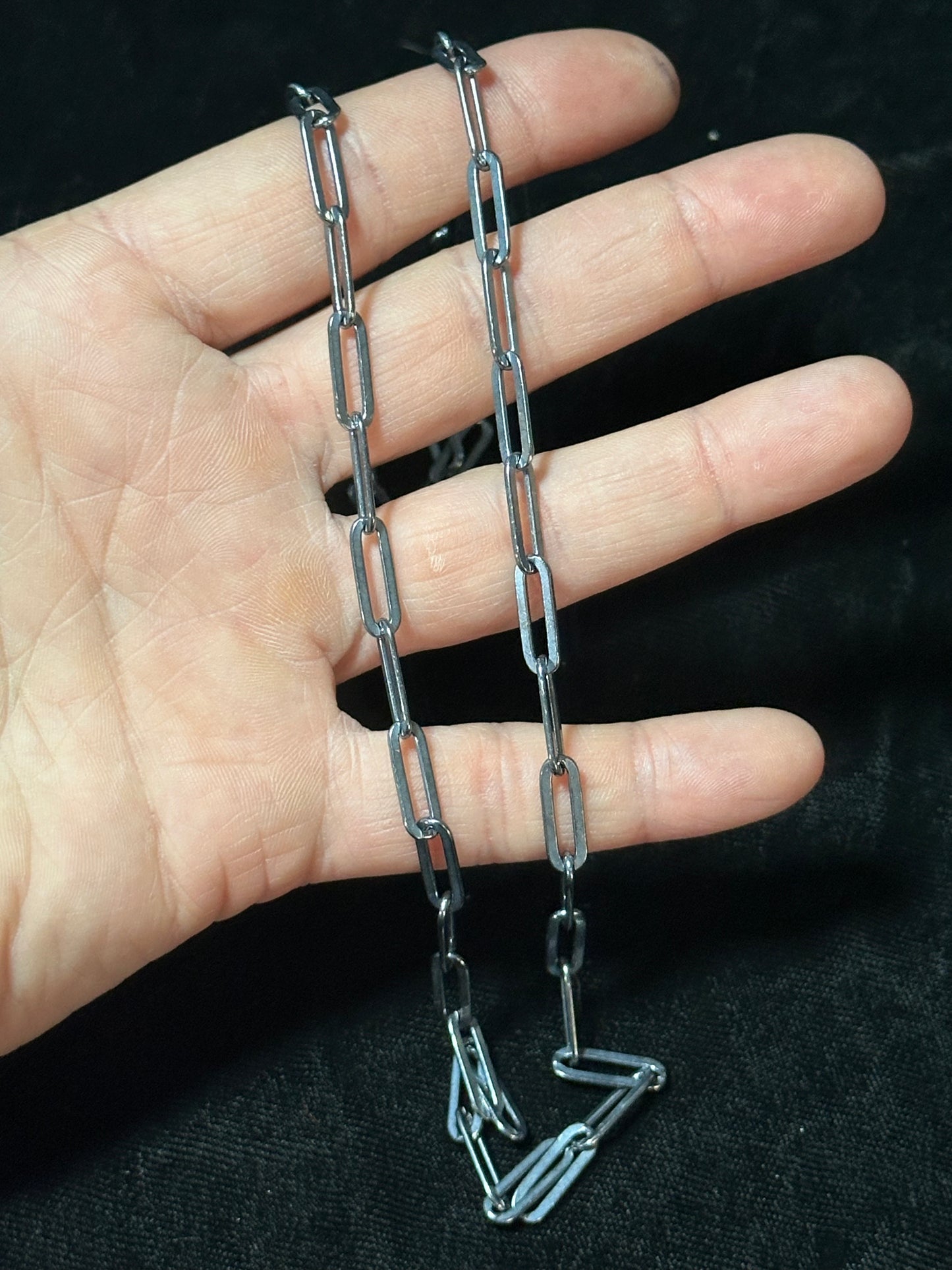 30" Dark Sterling Silver Paperclip Chain