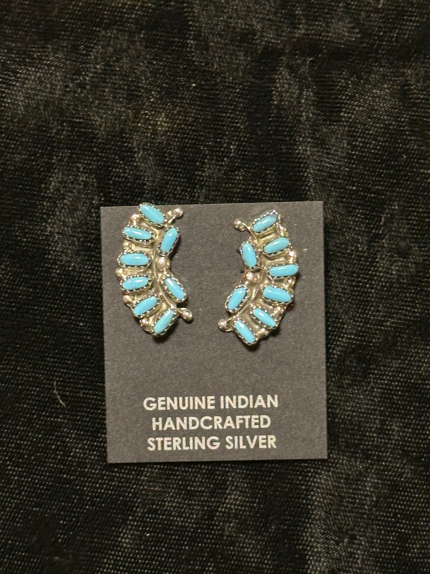 Turquoise Post Earrings by Mildred Hannaweeka, Zuni