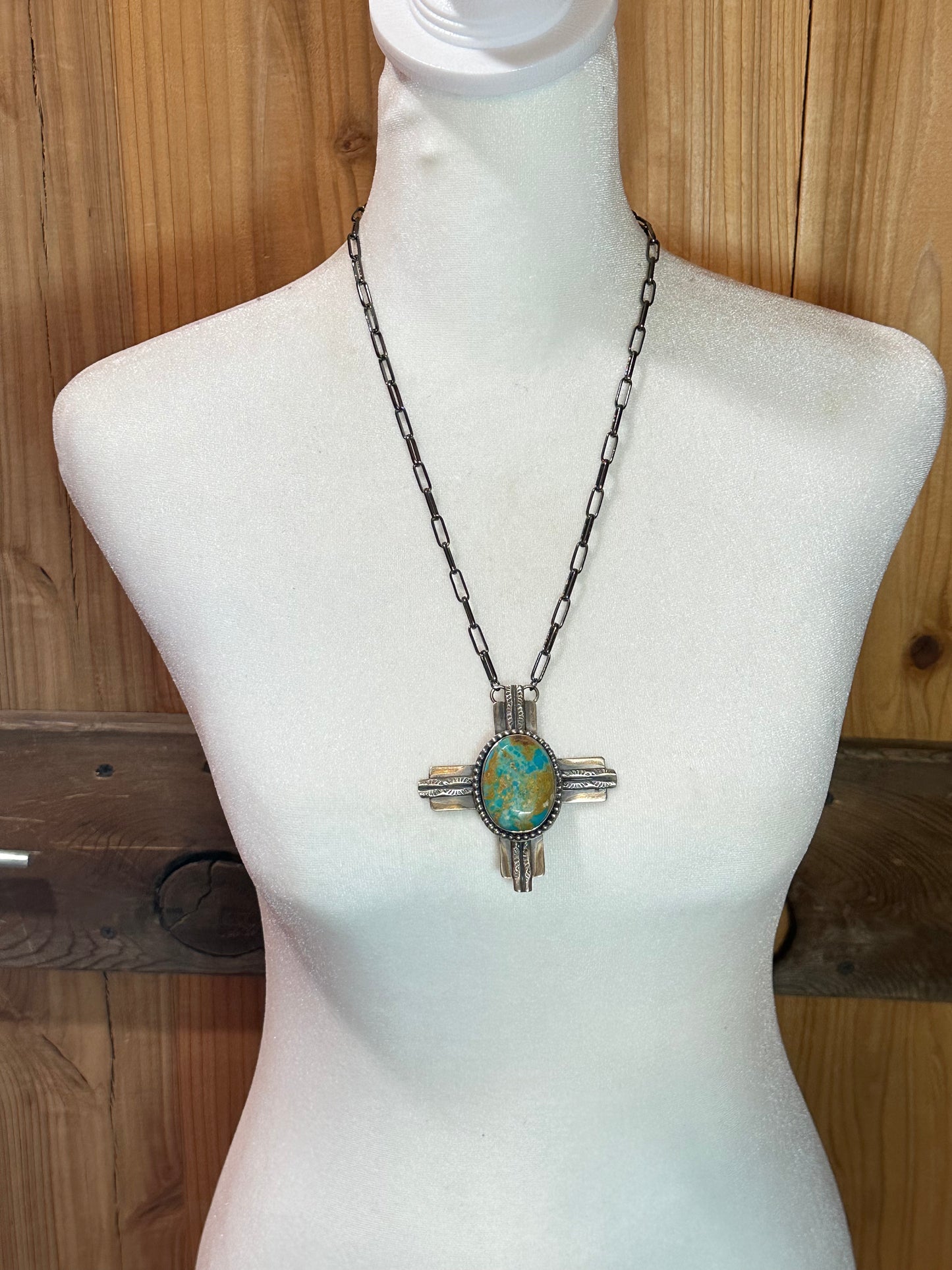 Kingman 20” Zia Necklace by Calvin Delgarito, Navajo