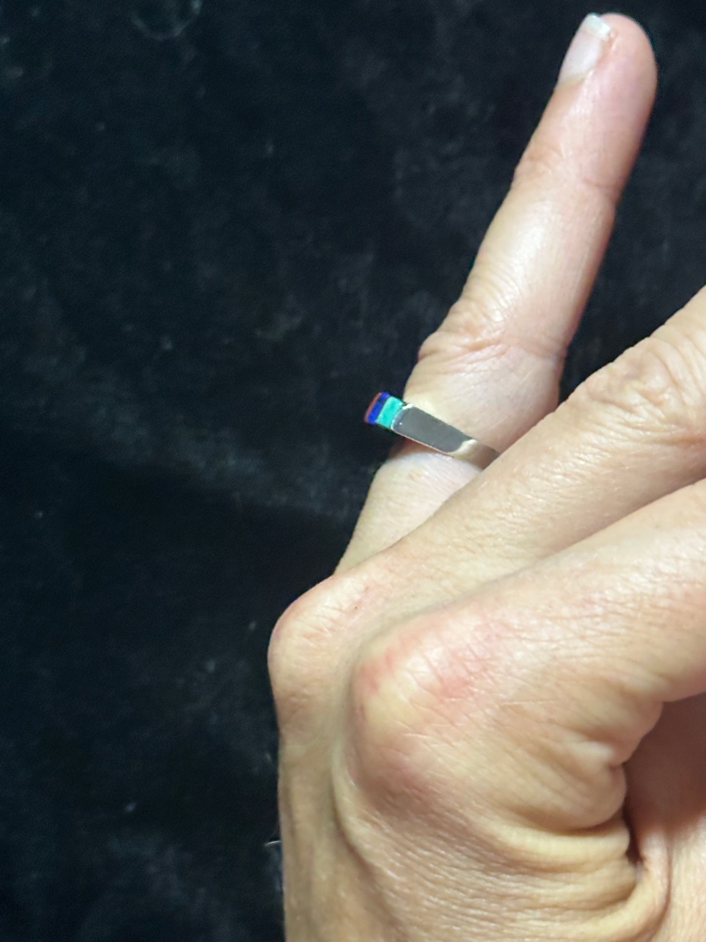 Multi Stone Inlay Ring by Verna Kanesta, Zuni