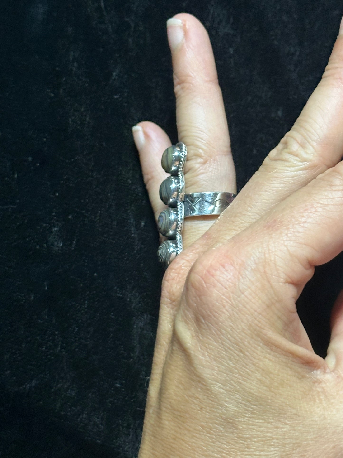 Adjustable Four Stone Abalone Ring