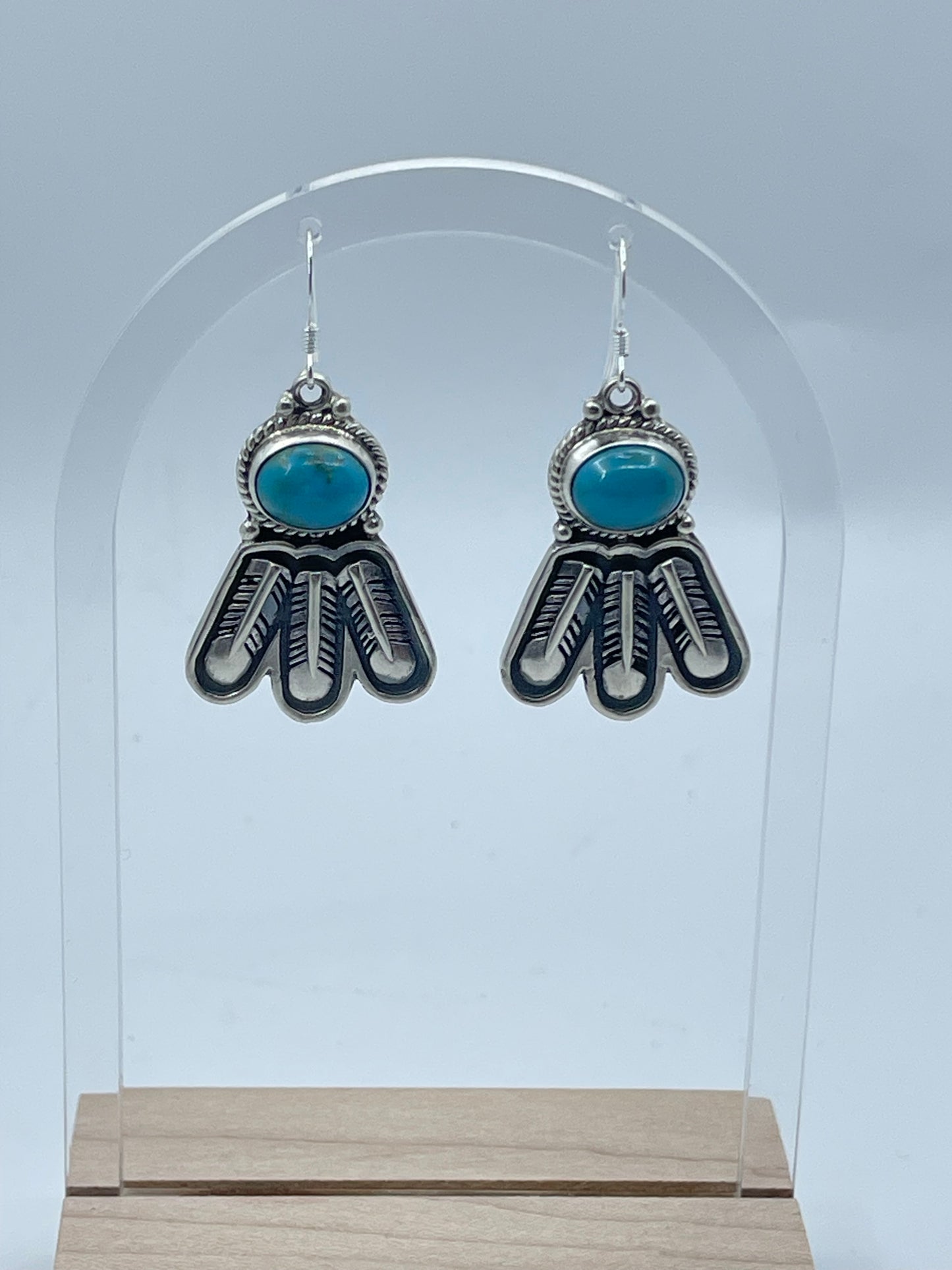 6 Feather Earrings with Turquoise by Sharon McCarthy, Navajo