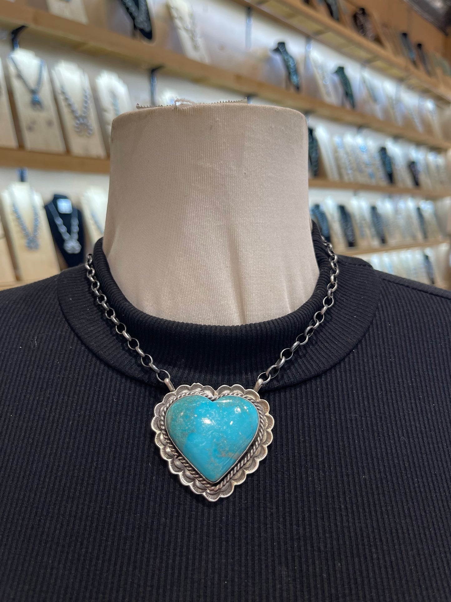 17'' #8 Kingman Turquoise Necklace by Rick Enriquez, Navajo
