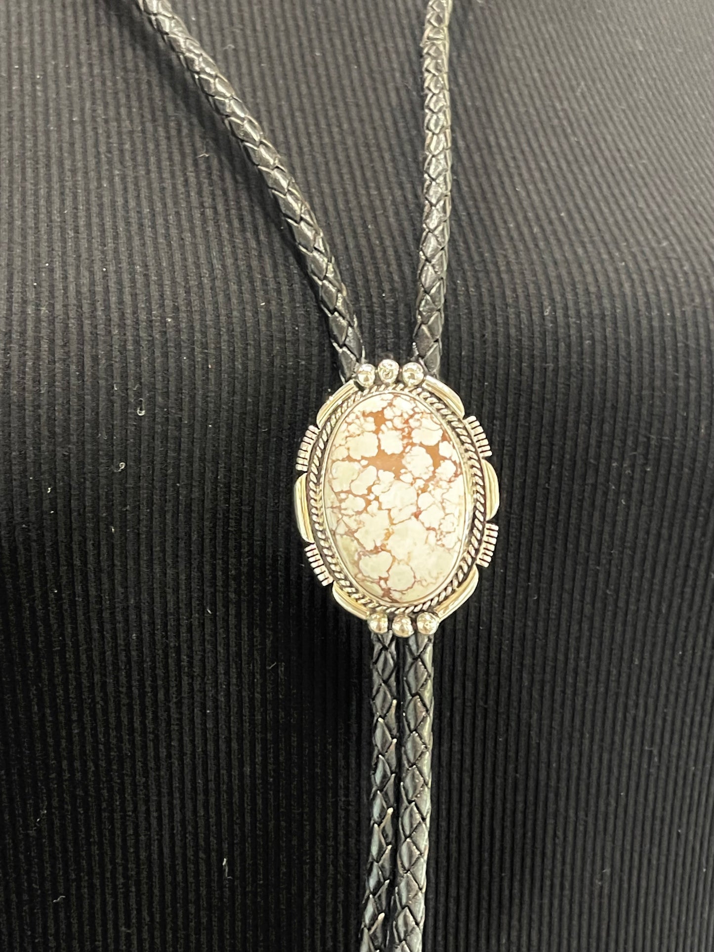 Oval Wild Horse Bolo Tie by Joelias Draper, Navajo