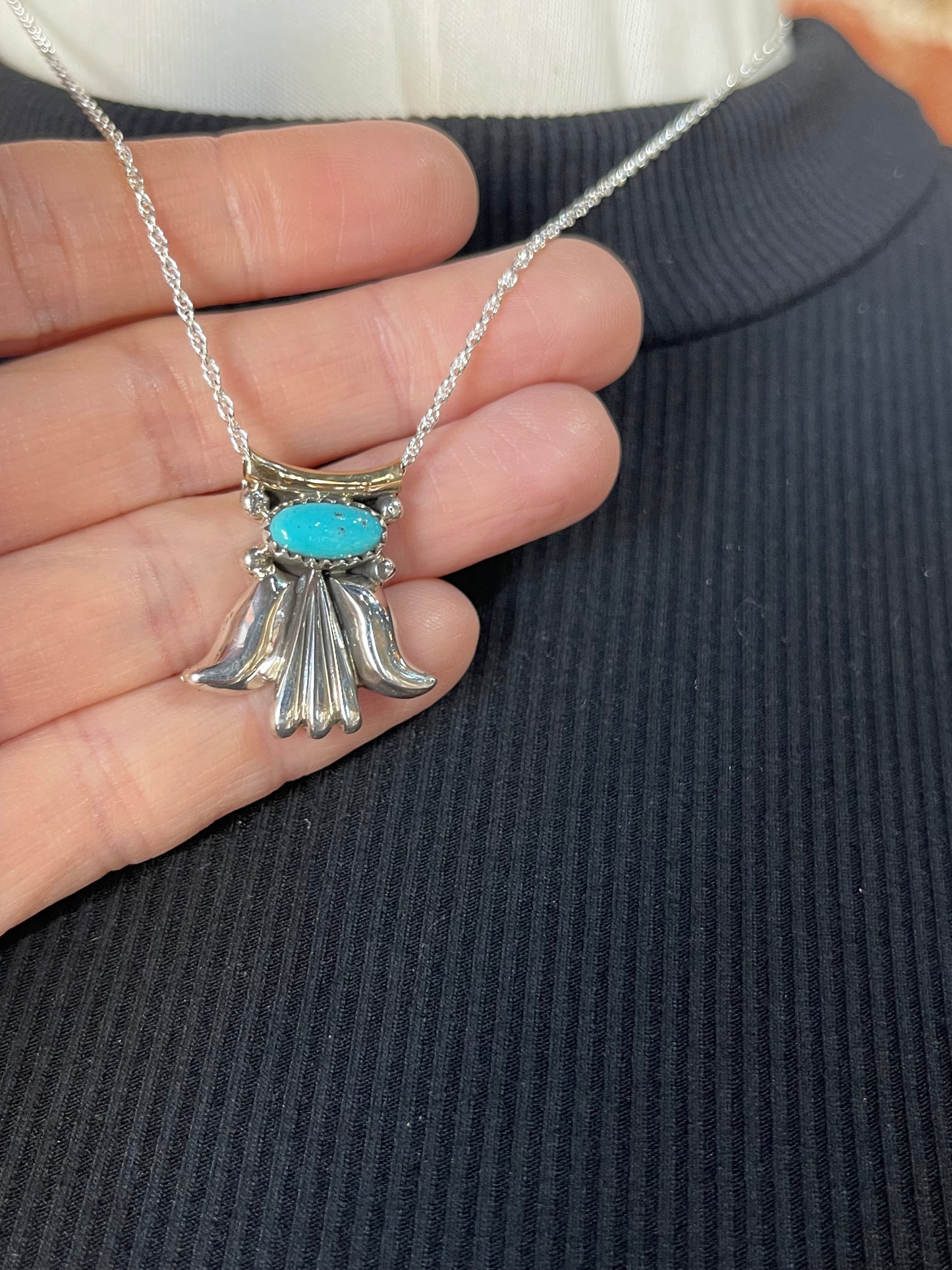 18" Turquoise Dangle Necklace by Sharon McCarthy, Navajo