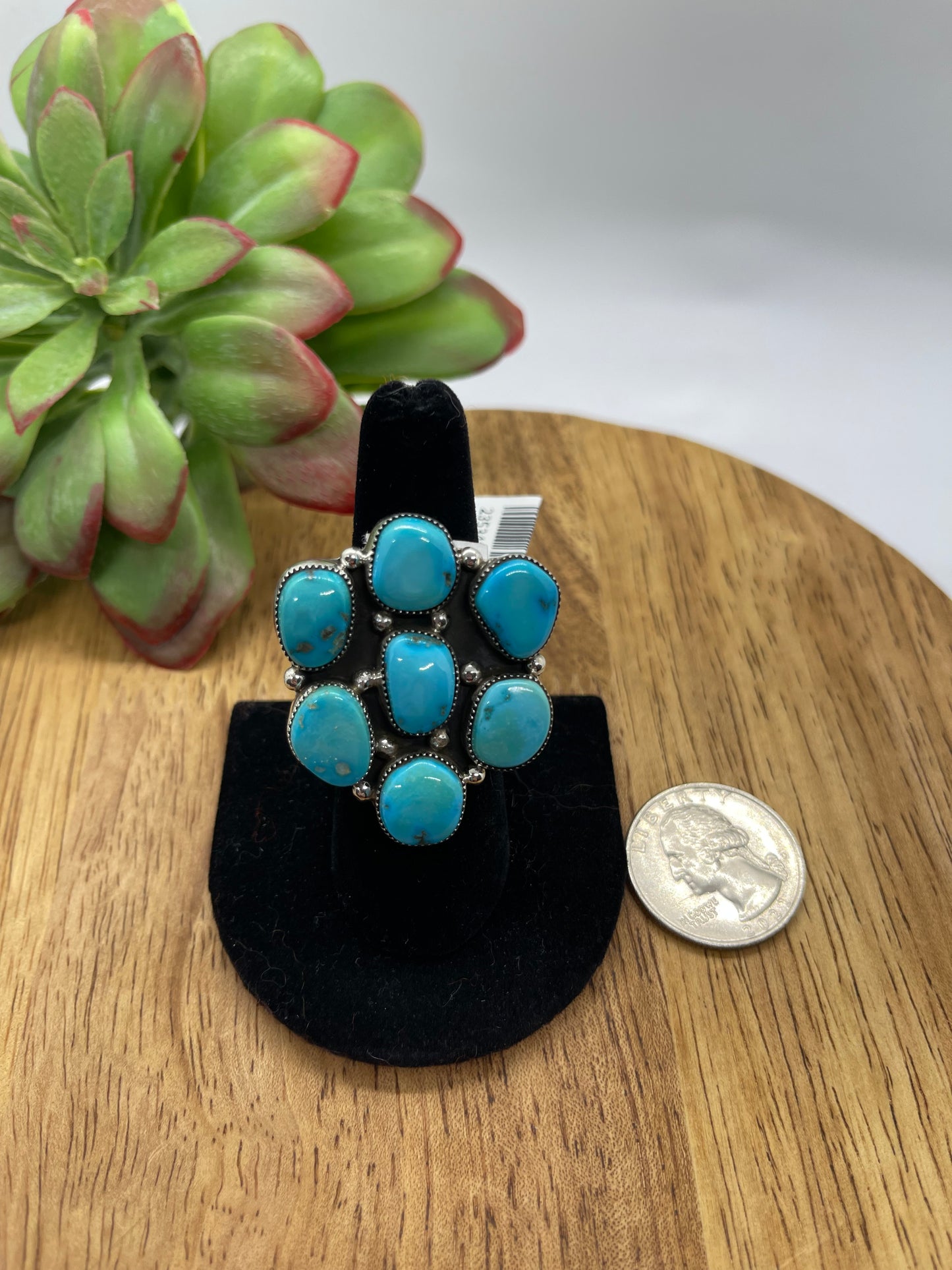 7.5 Turquoise Cluster Ring by Bernita Begay, Navajo
