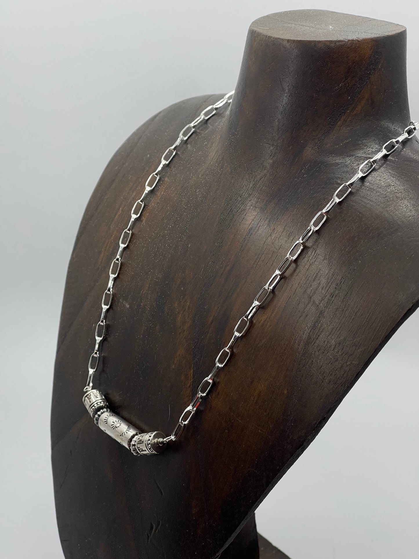 18" Paperclip Chain Necklace with Barrel Beads