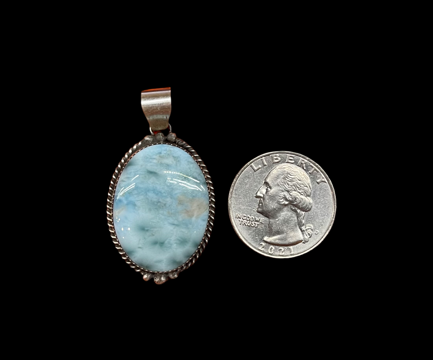 Larimar Pendant by Freda Martinez, Navajo