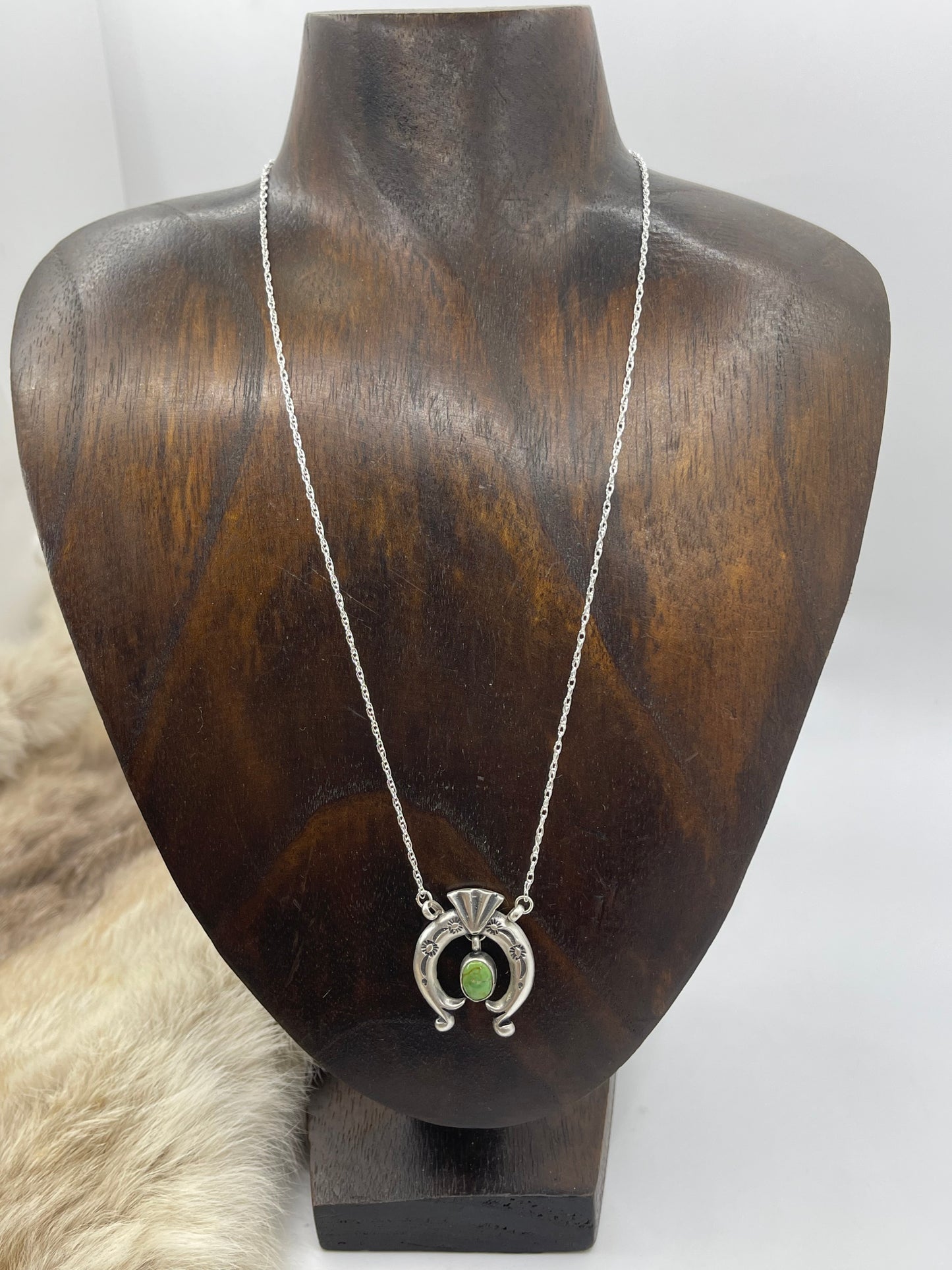 18" Sonoran Gold Turquoise Naja Necklace by Verley Betone, Navajo