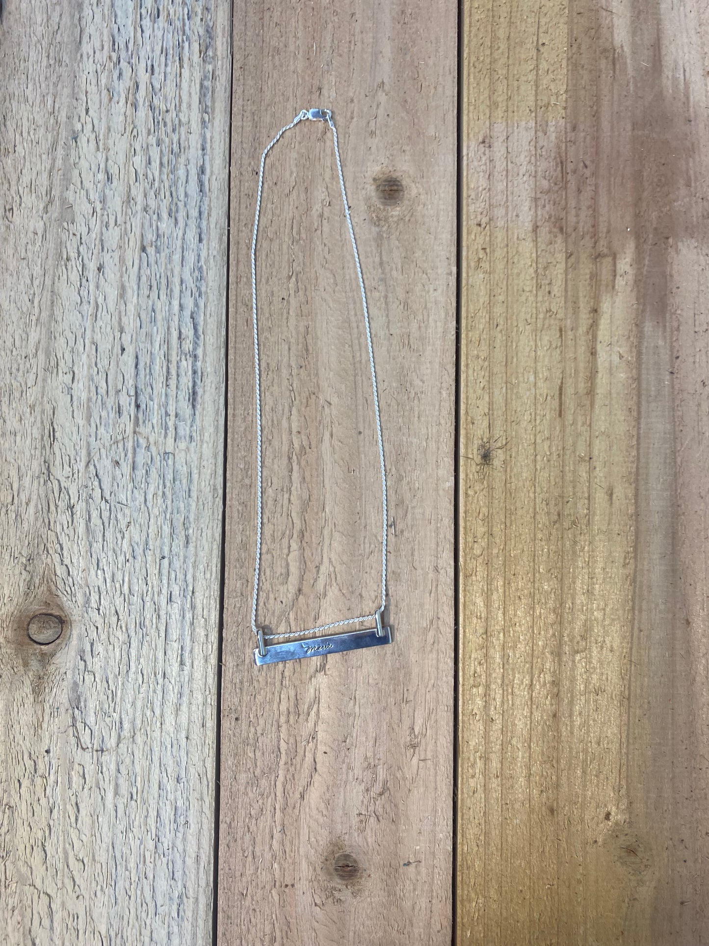 Hand Stamped Sterling Silver Bar Necklace by Marie Jackson