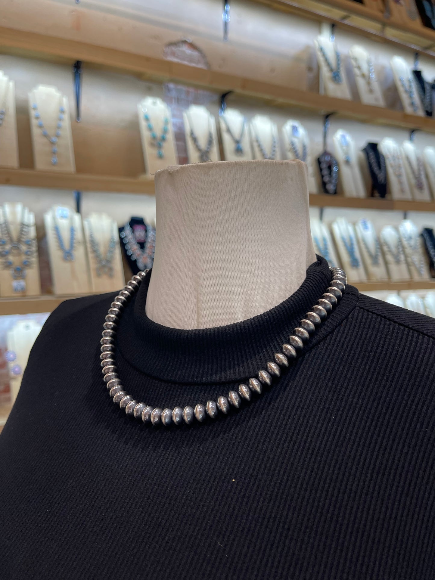 20" 9mm Rondelle Navajo Style Pearls