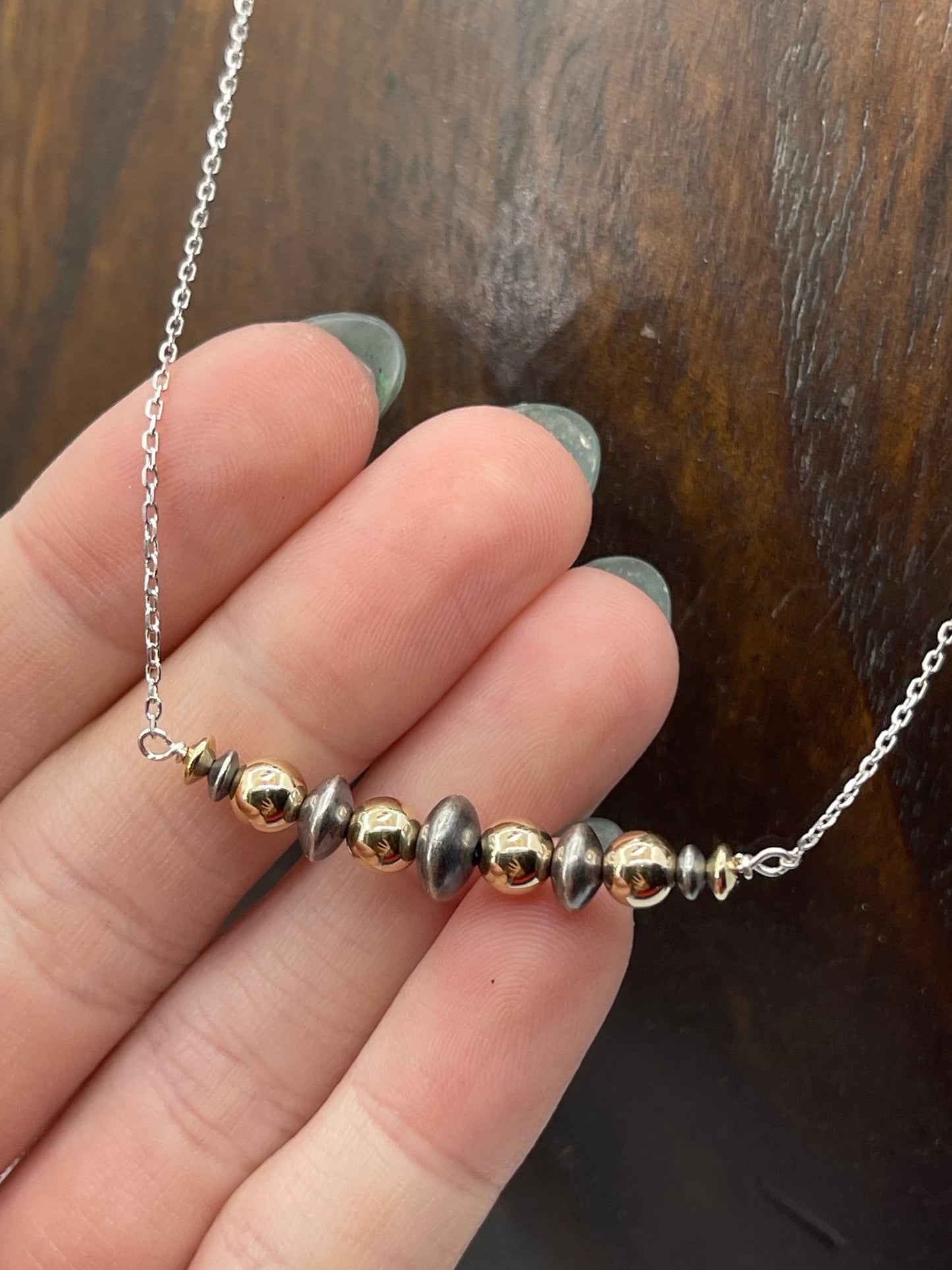 16" 14k Gold Filled Beads and Navajo Pearls Necklace