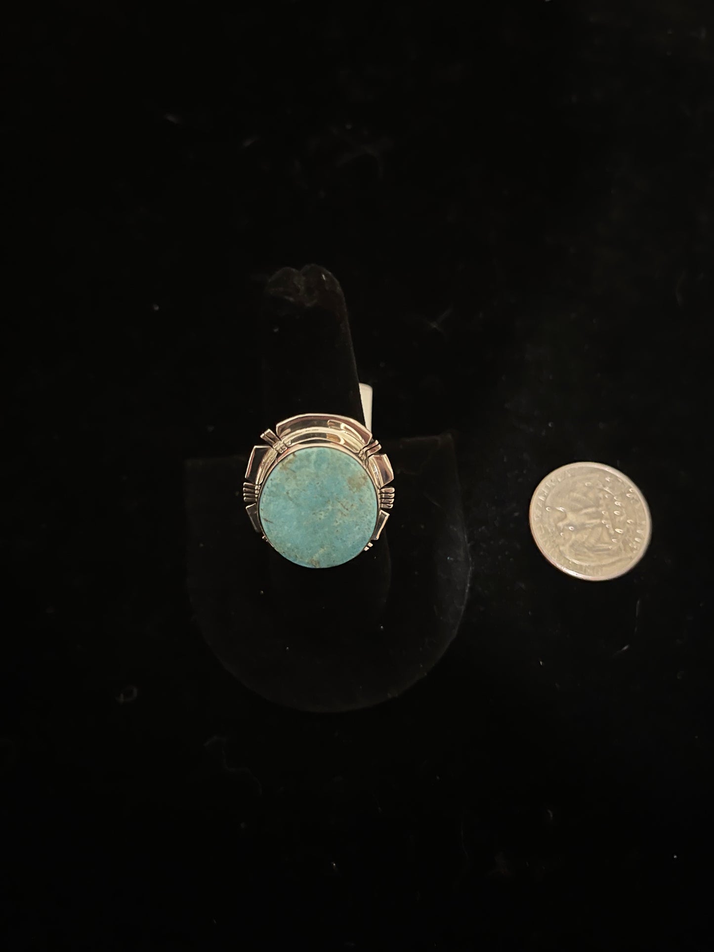7.0 Turquoise Circle Ring by Evalyn Bahe, Navajo