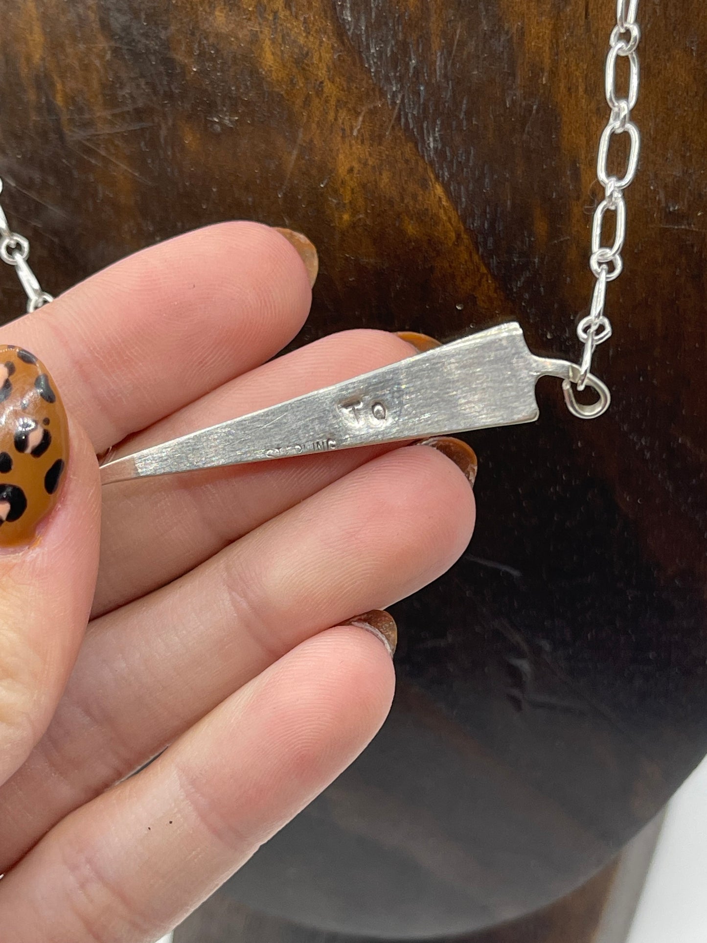 18" Inlay Triangle Necklace by Tammy Qualo, Zuni
