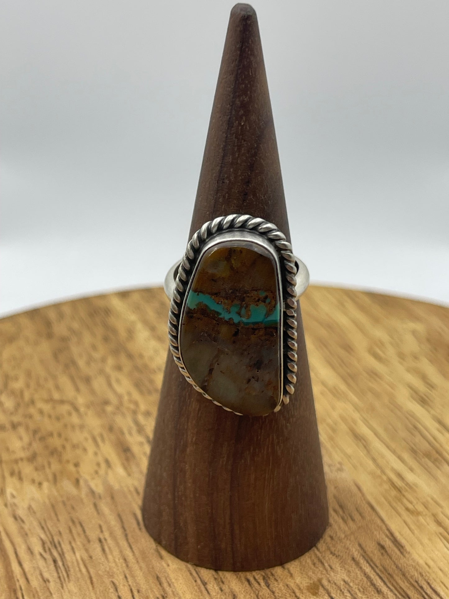 Adjustable 6.0-11.0 Royston Ribbon Turquoise Ring by Donovan Skeets, Navajo