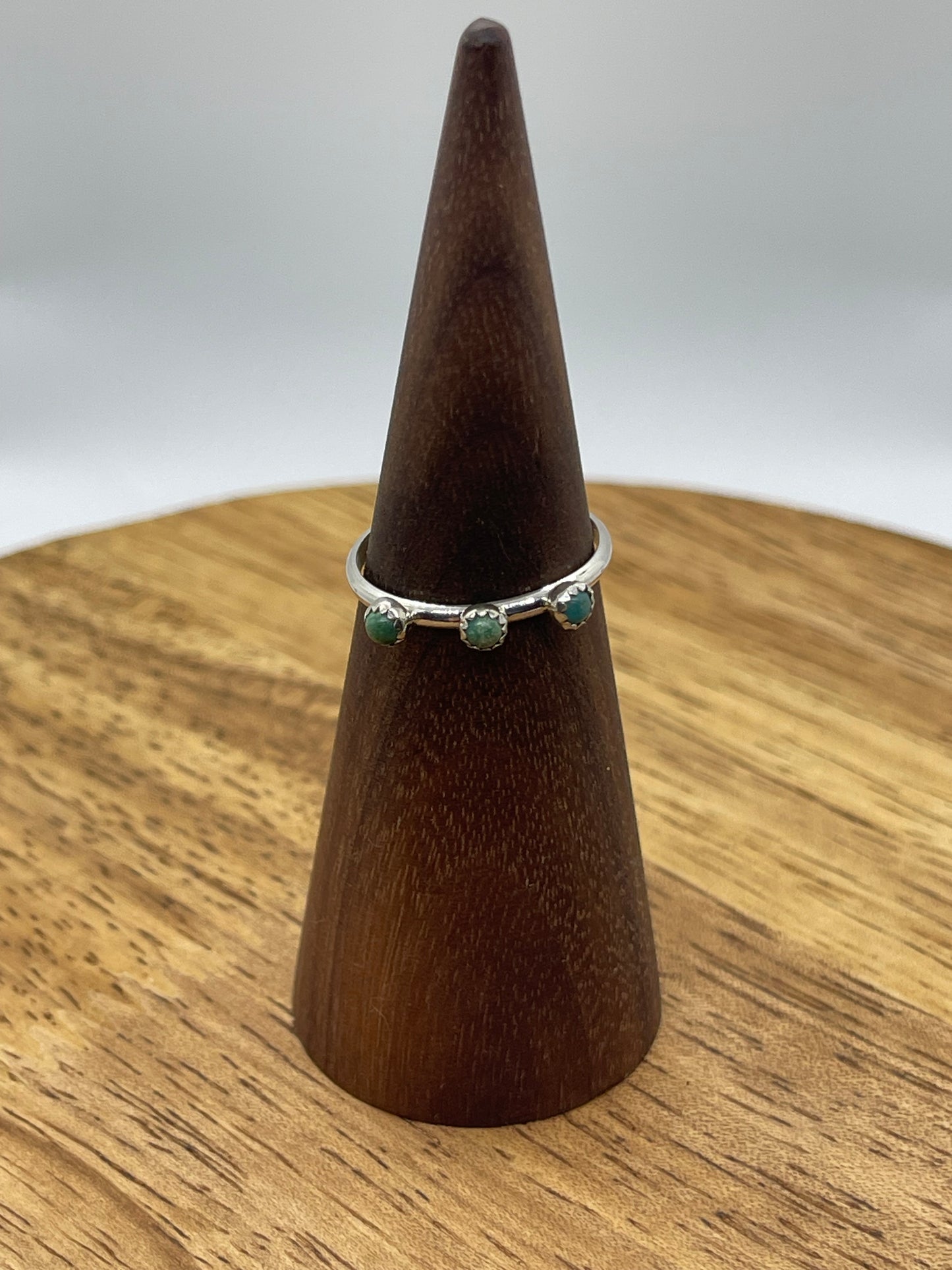 5.5 3 Stone Turquoise Dainty Ring