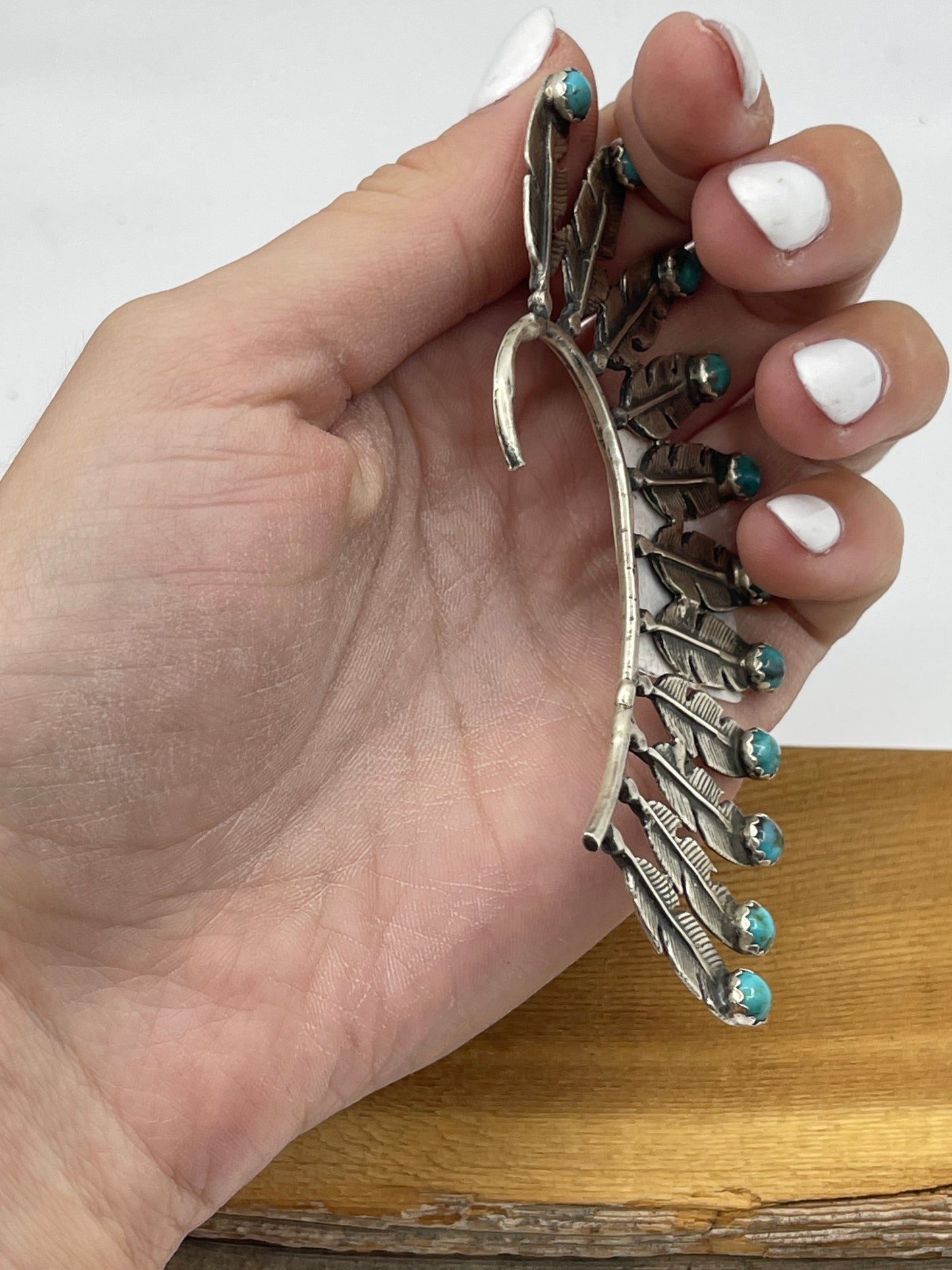 Left Ear Kingman Turquoise Headdress Cuff, Navajo