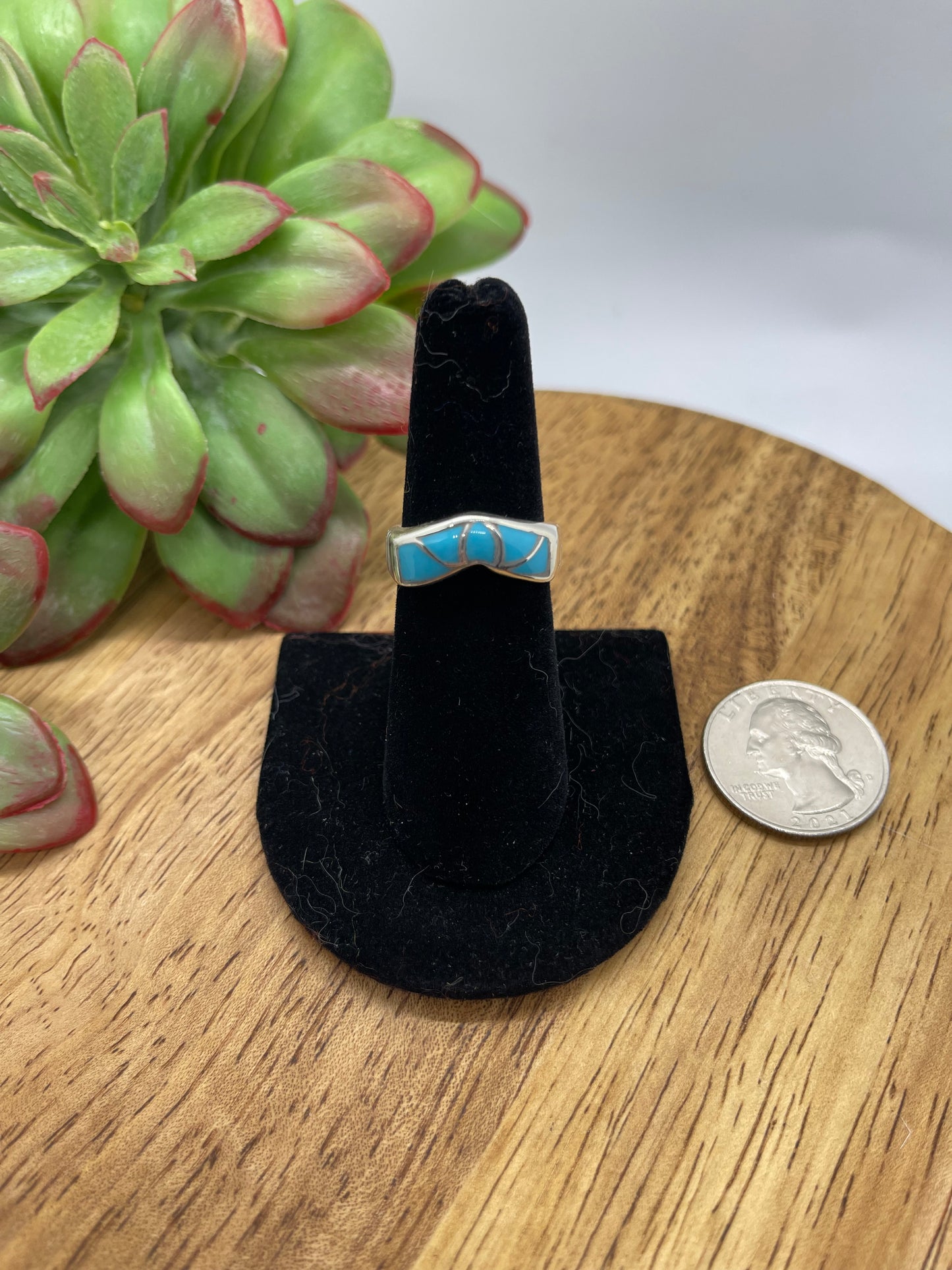 6.5 Turquoise Inlay Ring by Orena Leekya, Zuni