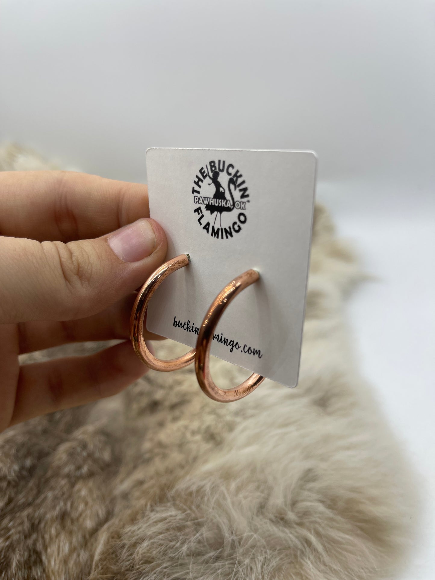Round Wire Copper Hoops by Eliane Tahe, Navajo